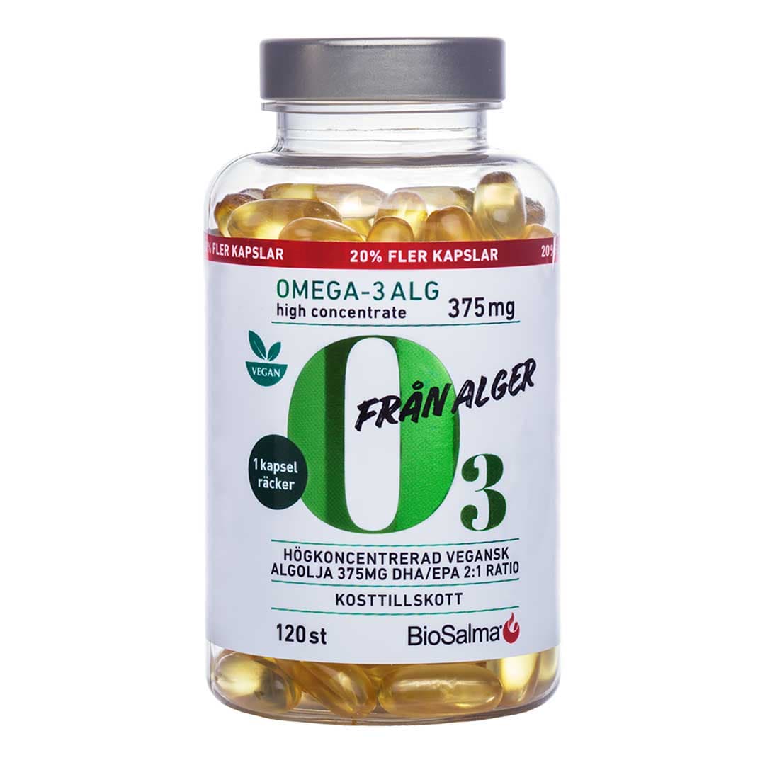BioSalma Omega-3 av Alg 375mg DHA/EPA 120 kapslar
