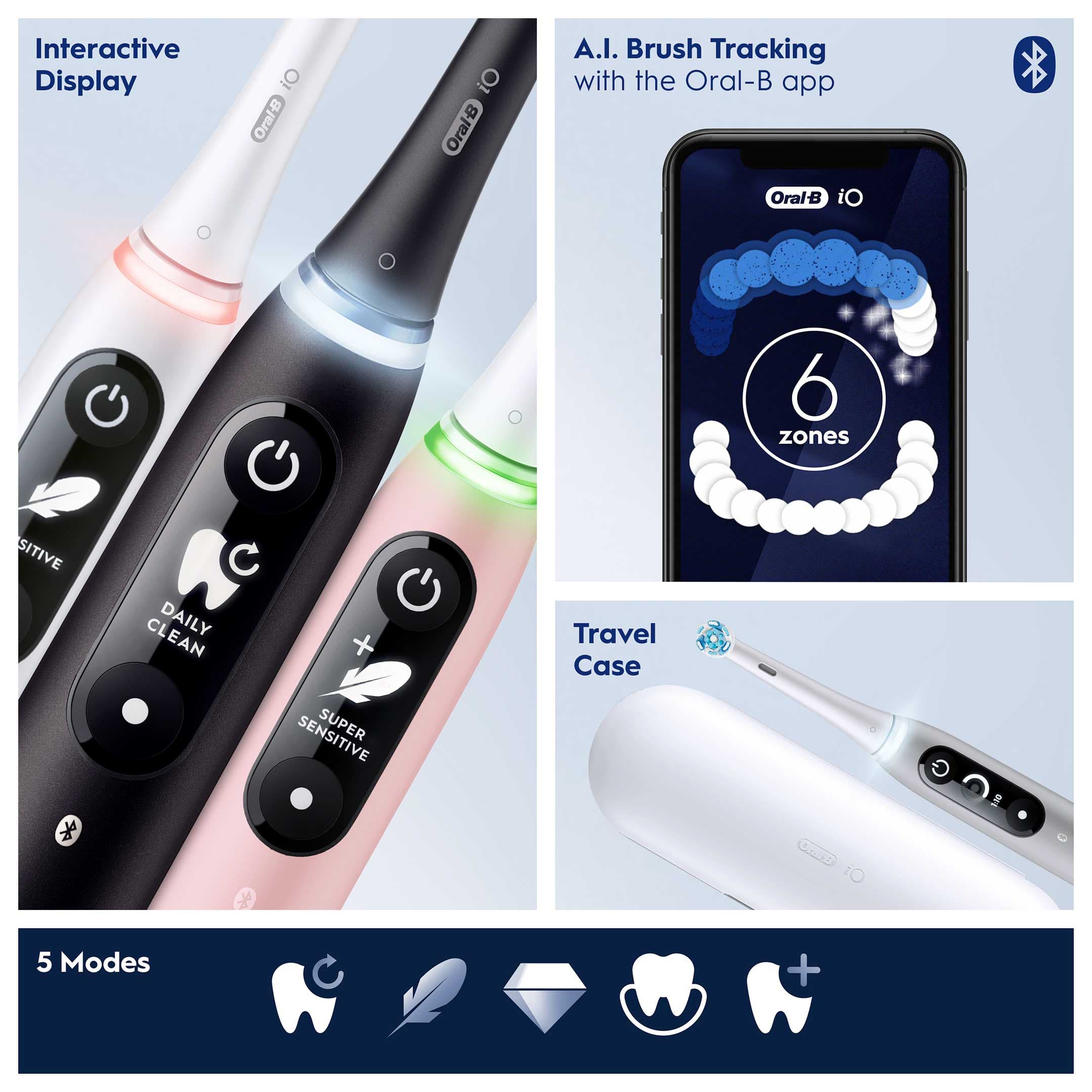 Oral-B iO 6S Rosa Eltandborste med extra Tandborsthuvud 3