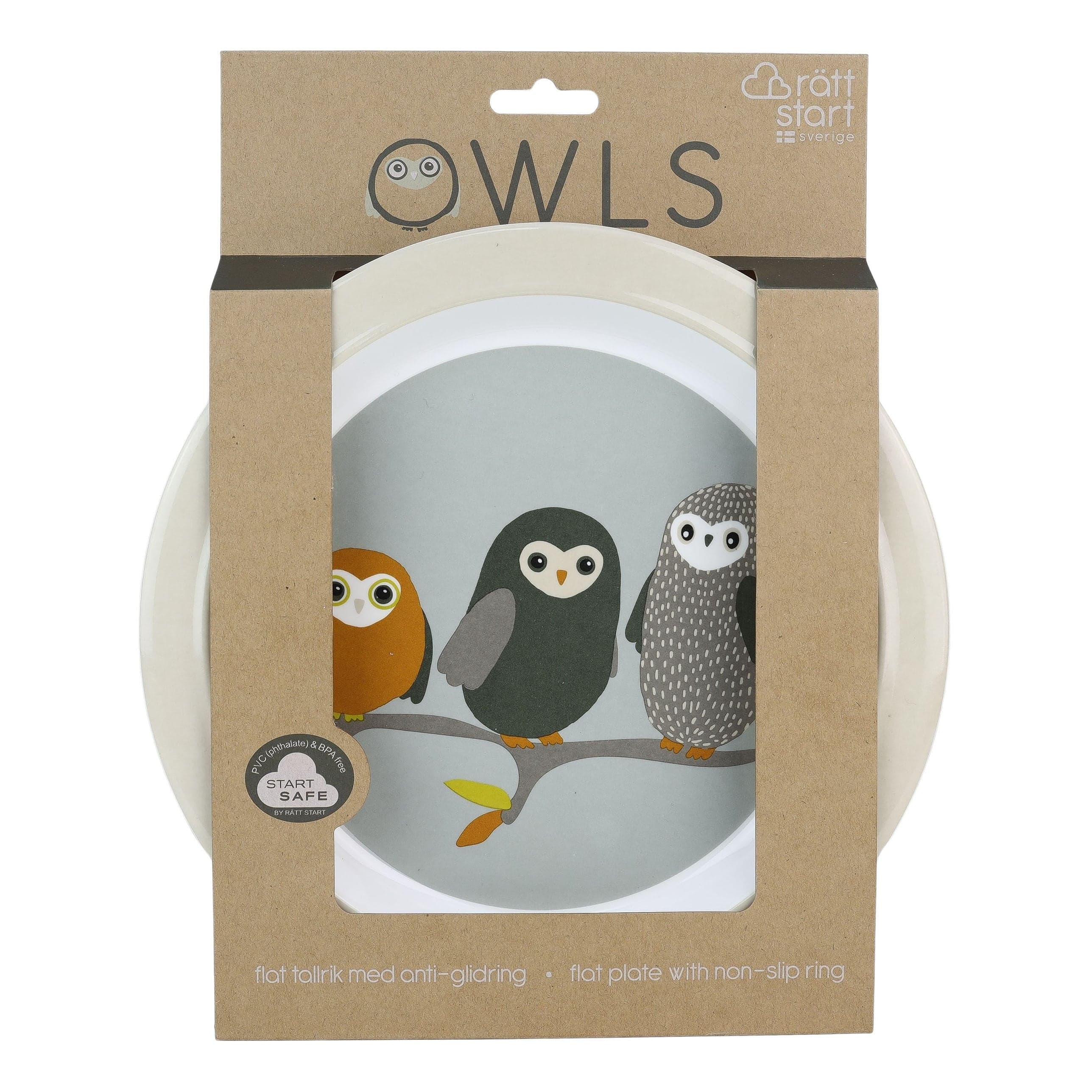 Rätt Start Owls Flat tallrik med halkskydd 2