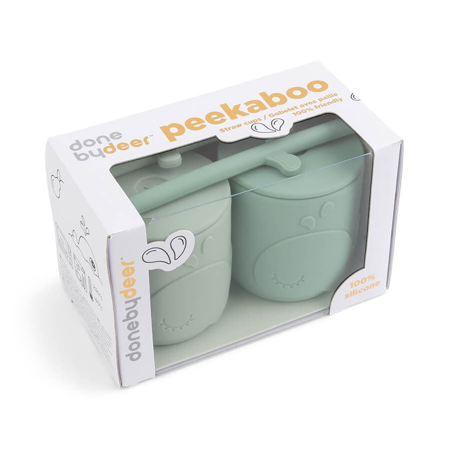 Done by Deer Peekaboo Sugrörsmugg Wally Green 2-pack - produktbild 3
