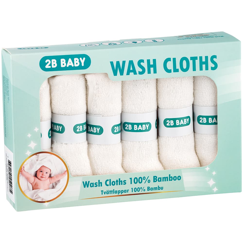 2B Baby Tvättlappar Bambu Vit 6-pack