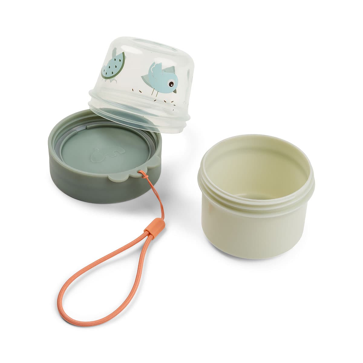 Done by Deer To go 2-way snack container S Birdee Green 2