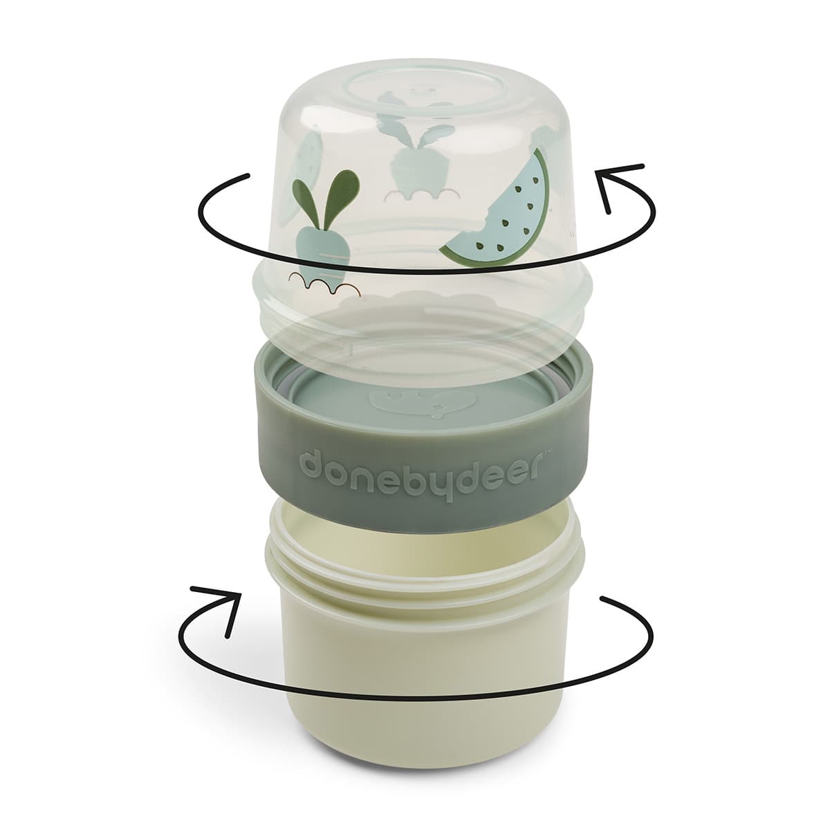 Done by Deer To go 2-way snack container S Birdee Green 4