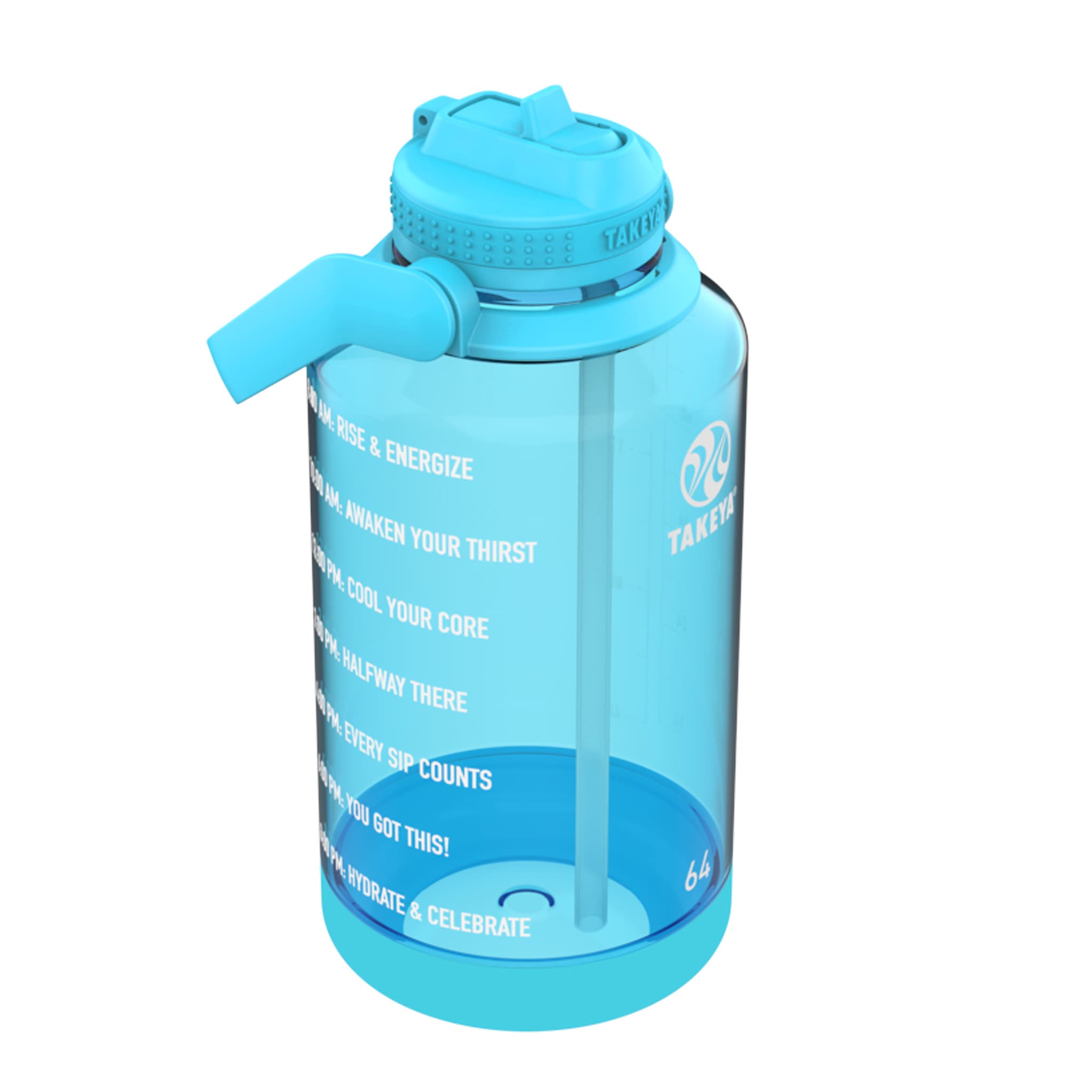 Takeya Tritan Motivational Straw Bottle Breezy Blue 1,9 liter 3