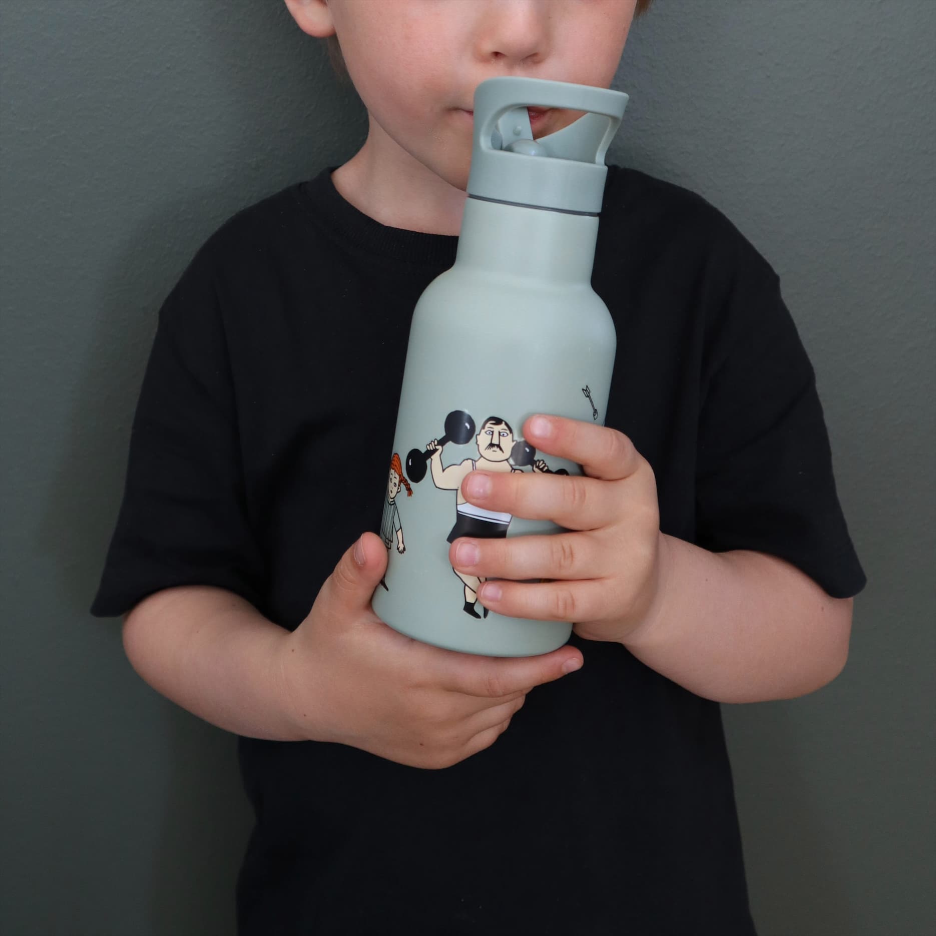 Rätt Start Pippi Cirkus Vattenflaska Grön 340 ml - produktbild 4