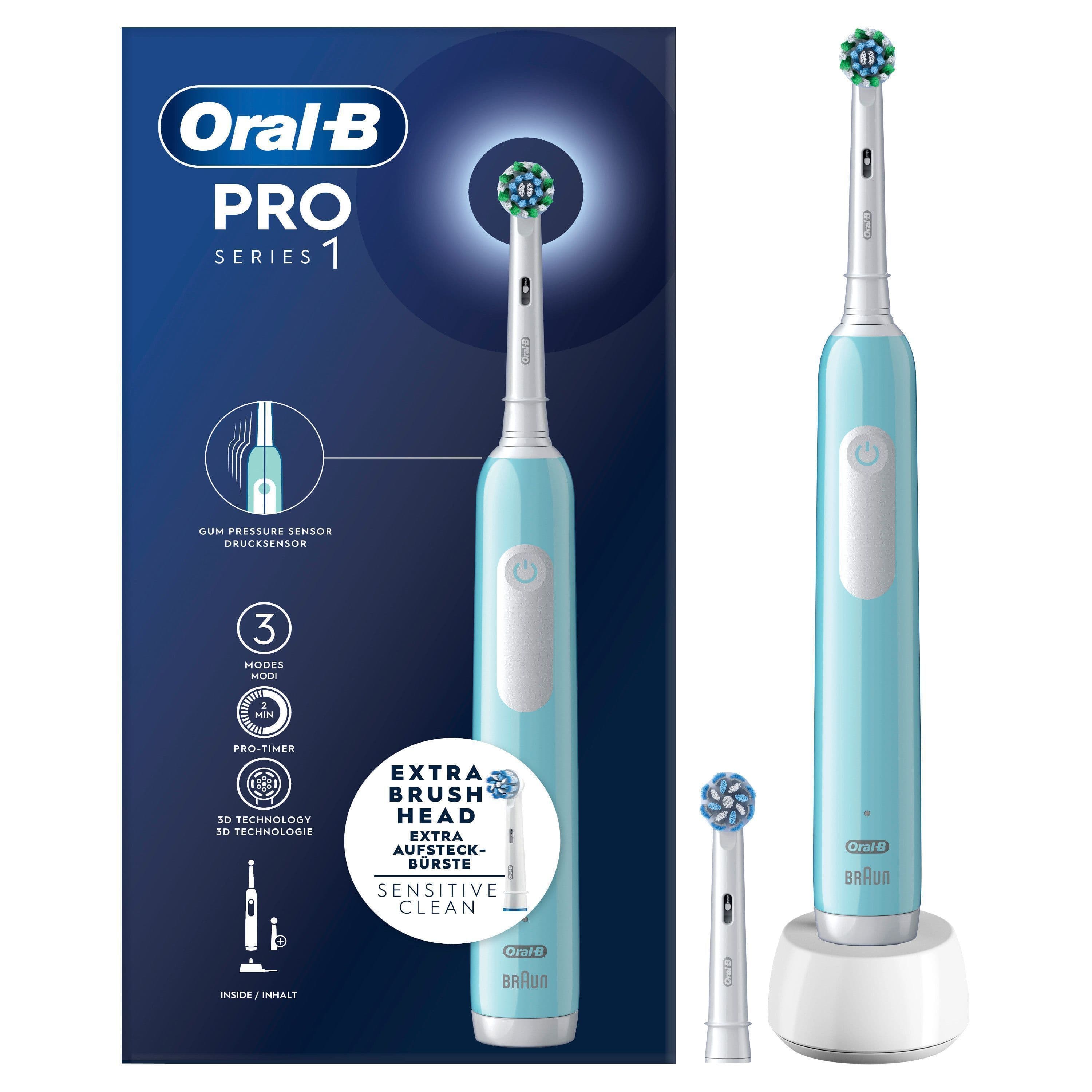 Oral-B Pro S1 Blå Eltandborste 2 Tandborsthuvuden Designed by Braun