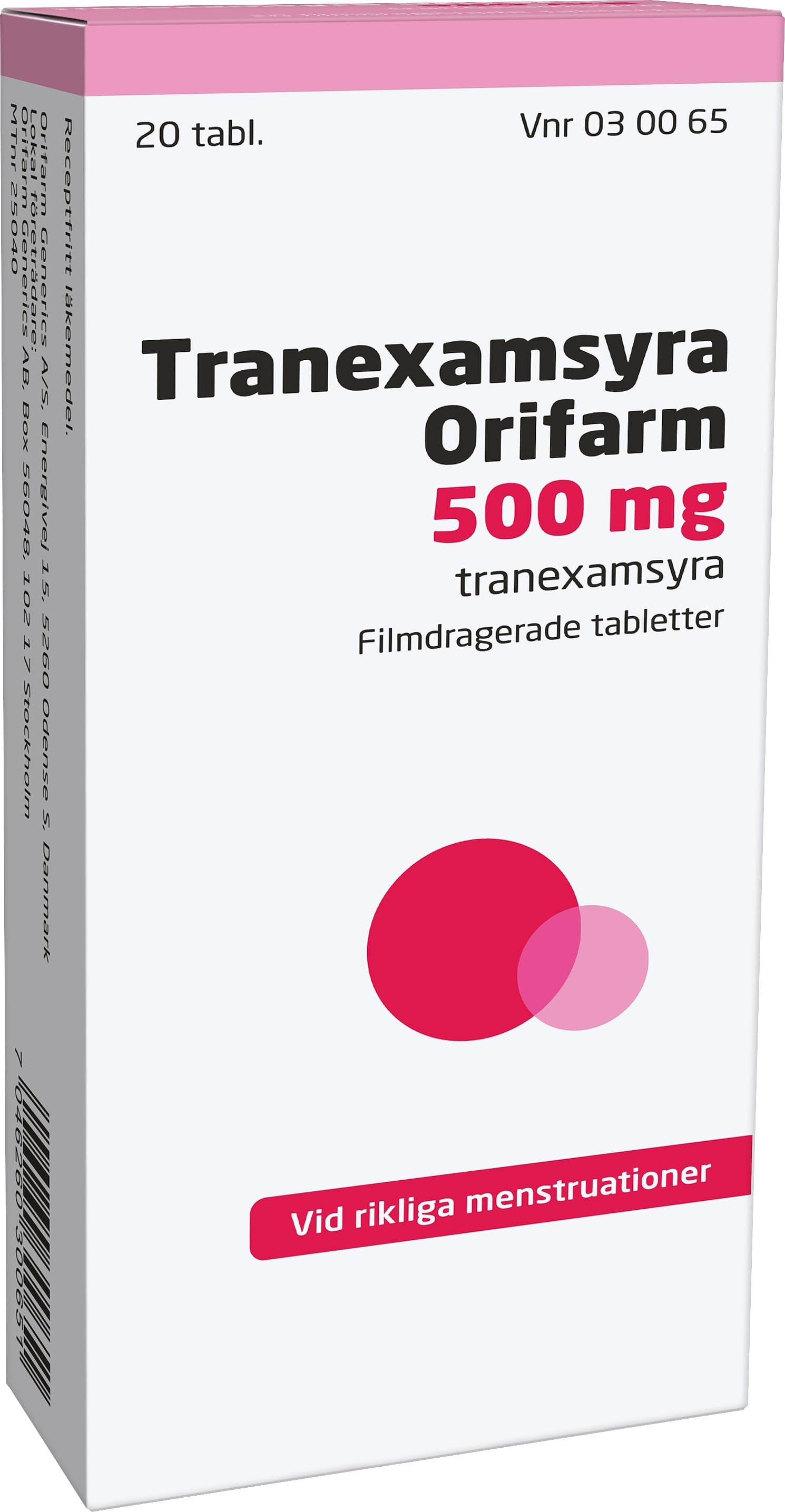 Tranexamsyra Orifarm, filmdragerad tablett 500 mg 20 st 2