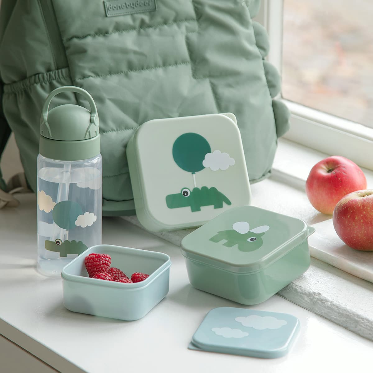 Done by Deer Snack Box Happy Clouds Green 3-pack 3