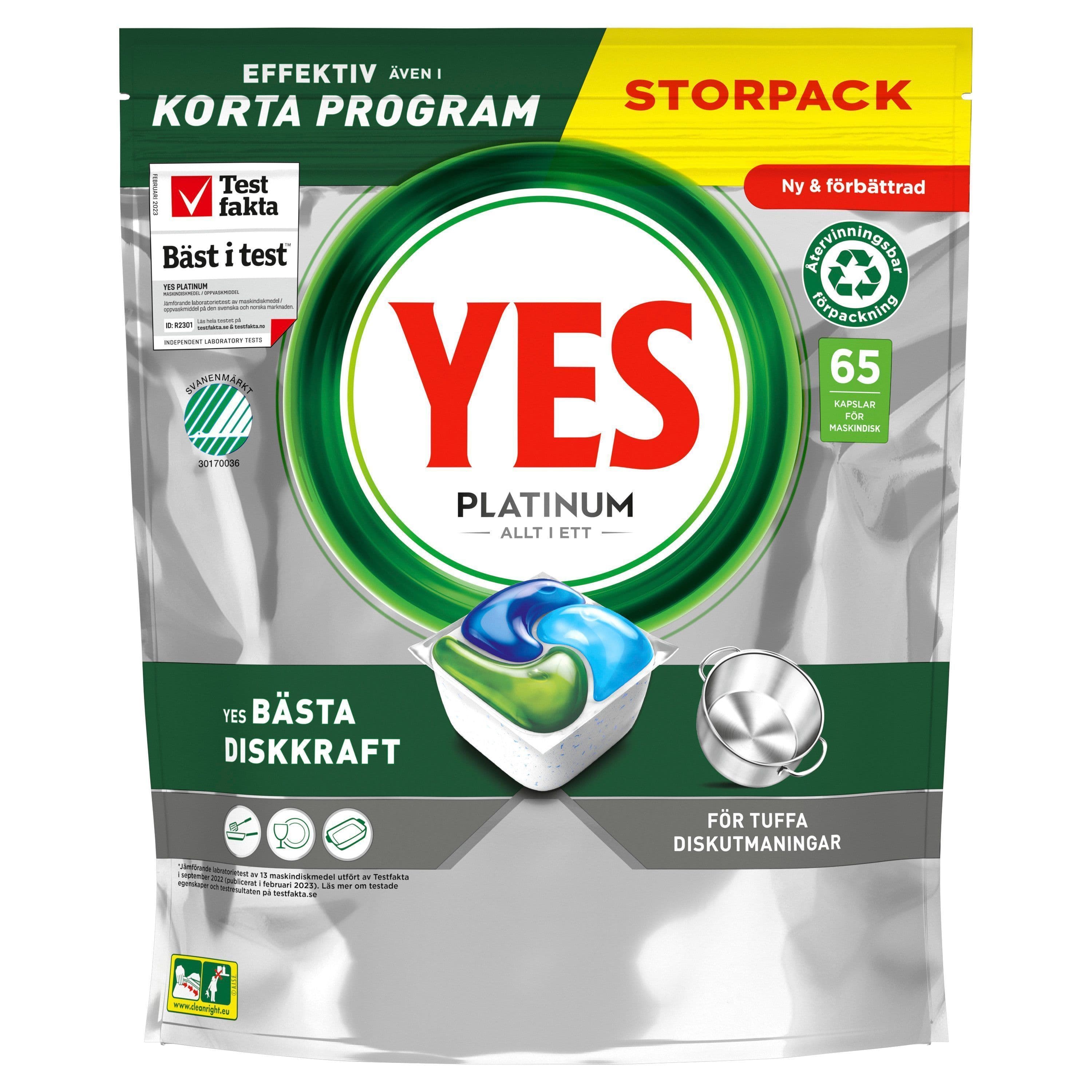 YES Platinum All In One Maskindisk 65 diskmaskinstabletter 2