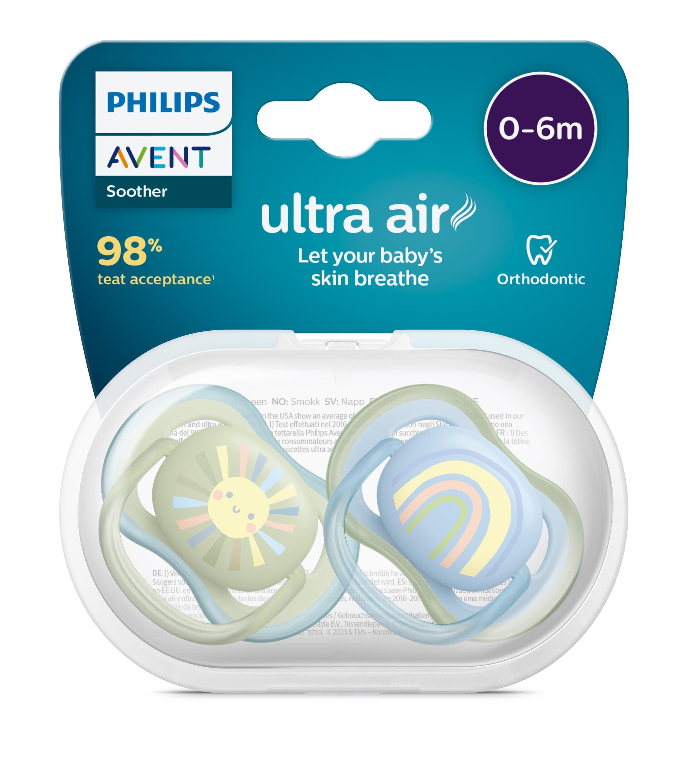 Philips Avent Ultra Air Napp 0-6 m Ljusblå/Grön 2 st - produktbild 2