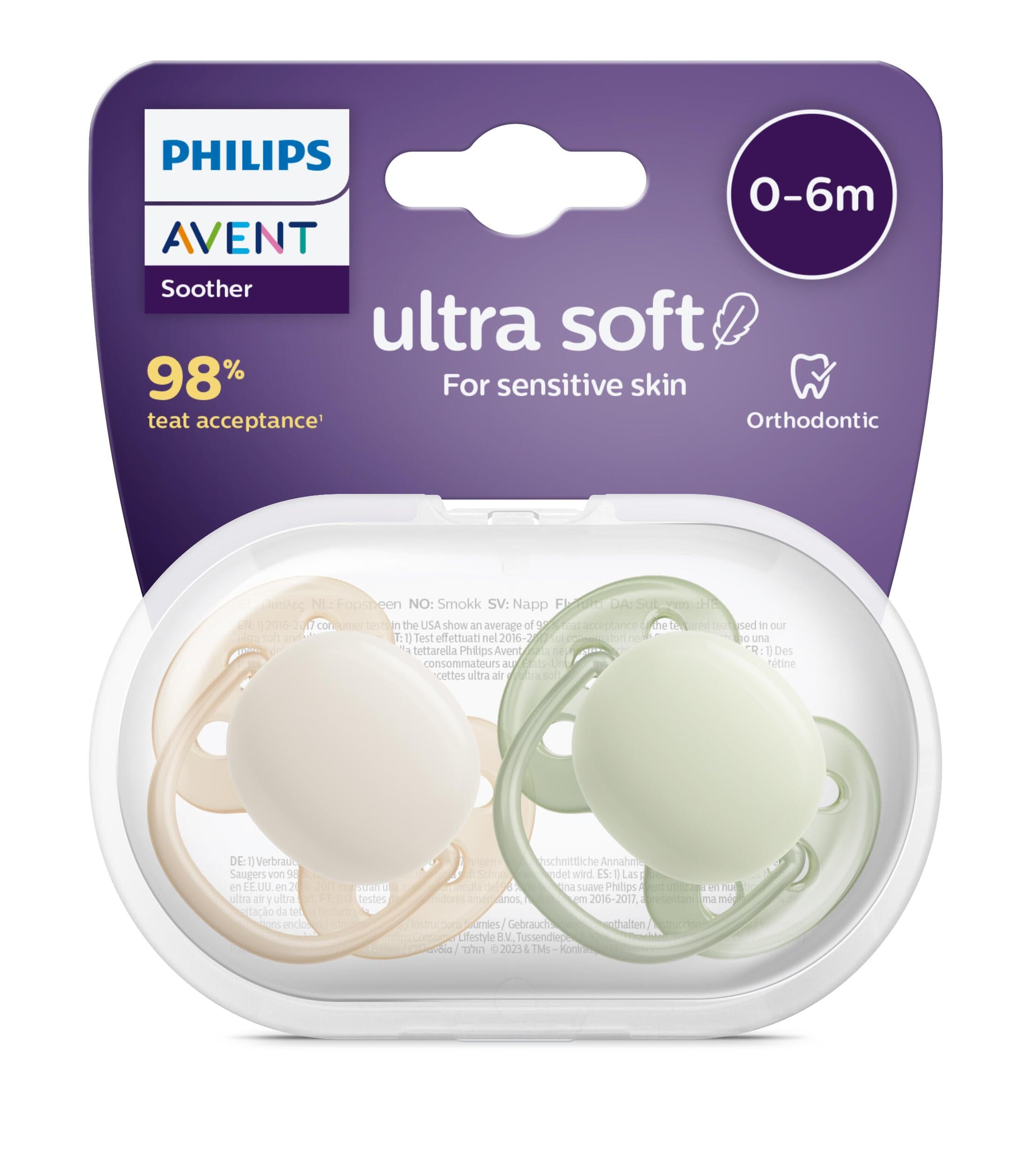 Philips Avent Ultra Soft Napp 0-6m Grön/Beige 2 st - produktbild 2