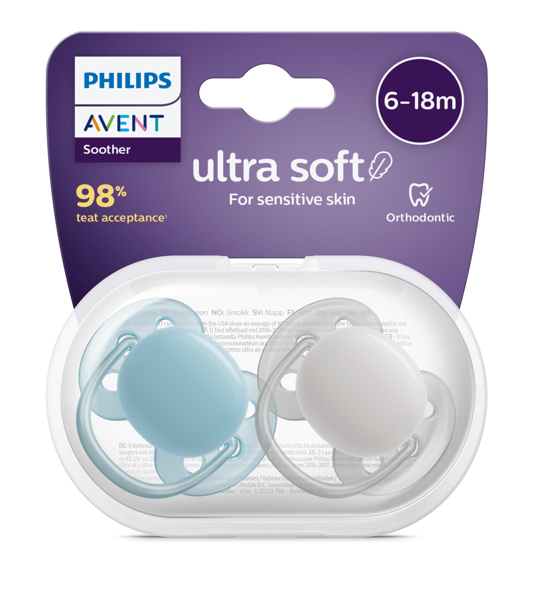Philips Avent Ultra Soft Napp 6-18 mån Turkos/Grå 2-pack 2