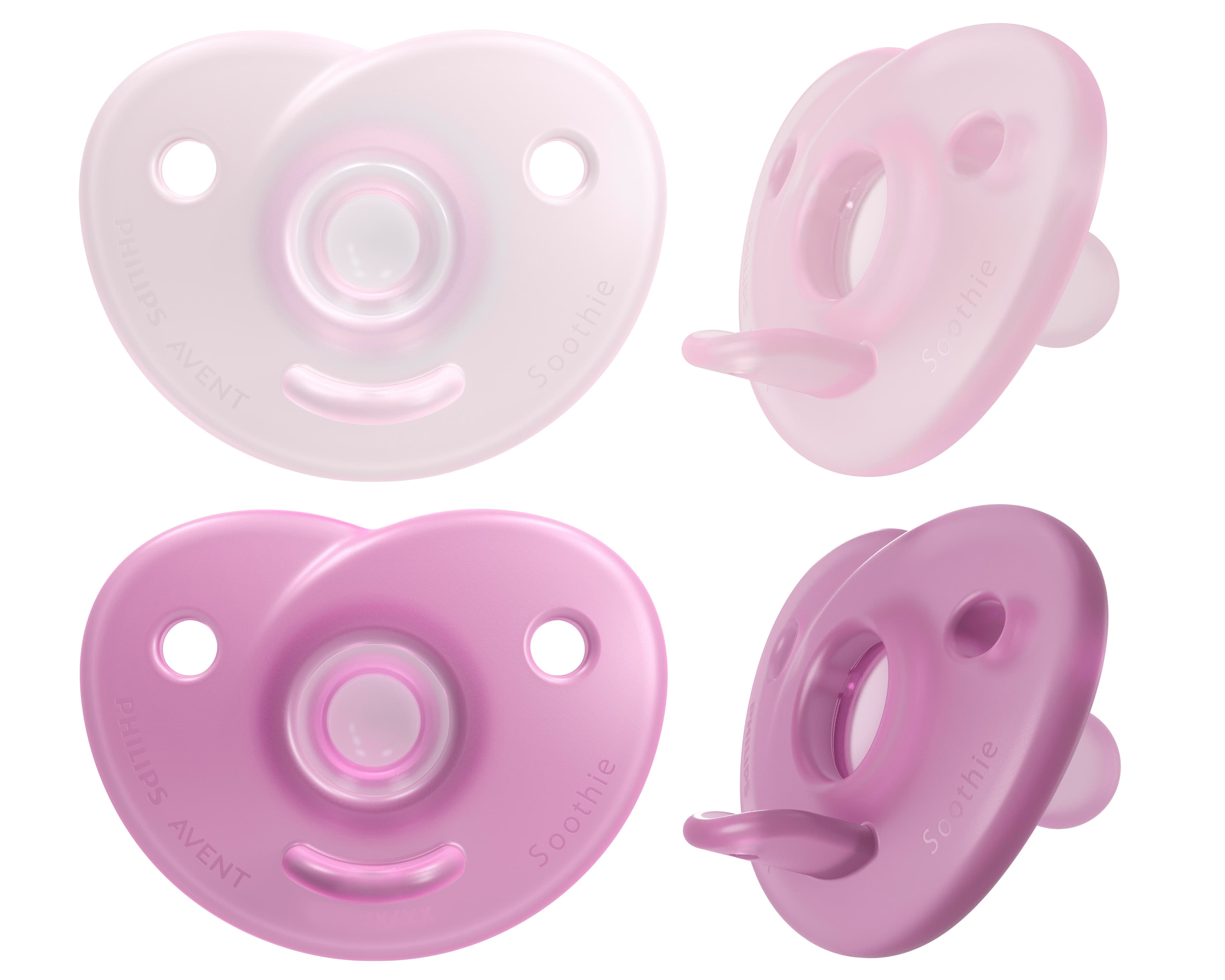 Philips Avent Curved Soothie 0-6 m Rosa/Ljusrosa 2 st