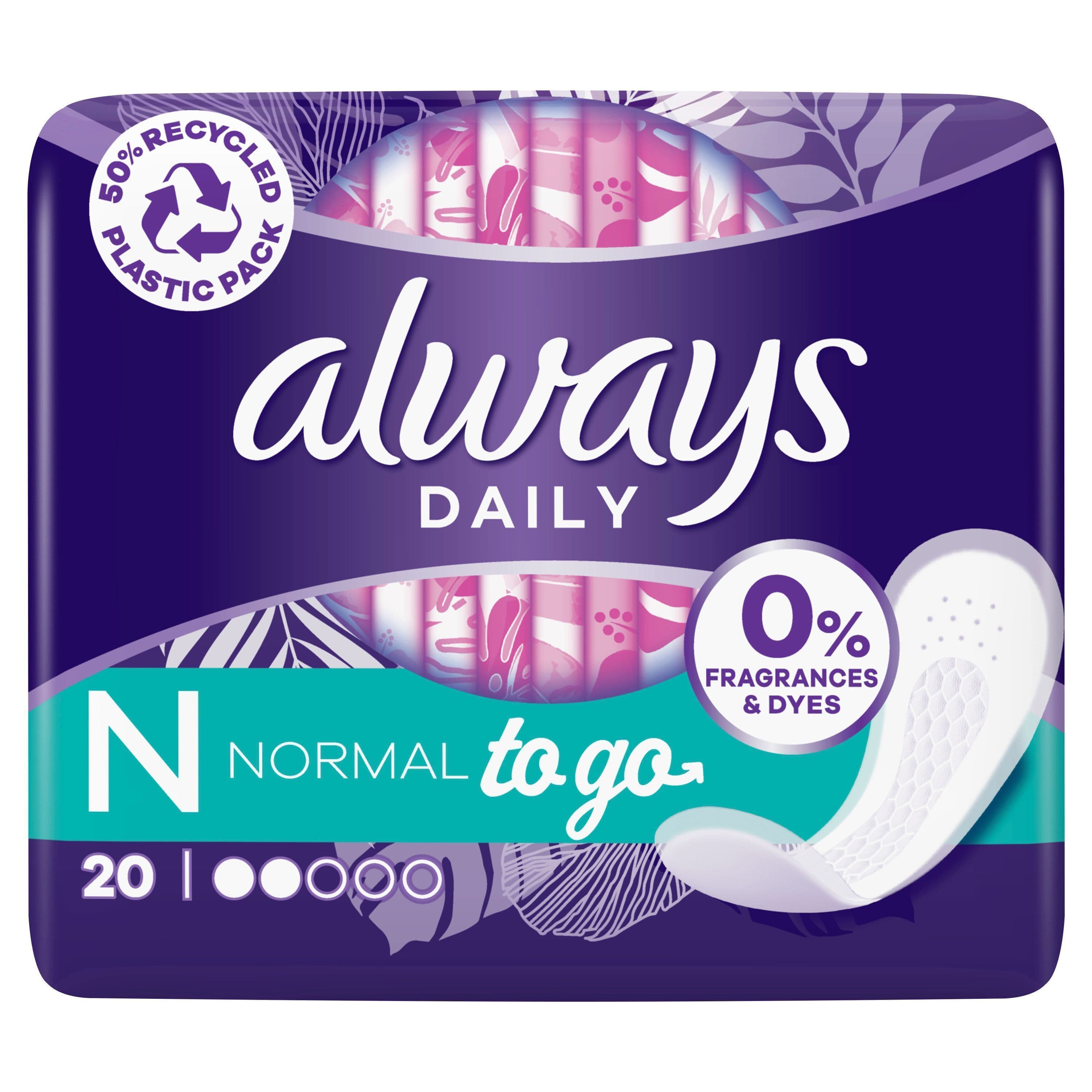 Always Daily Fresh Normal Trosskydd 0% Parfymer och Färgämnen 20 st 2