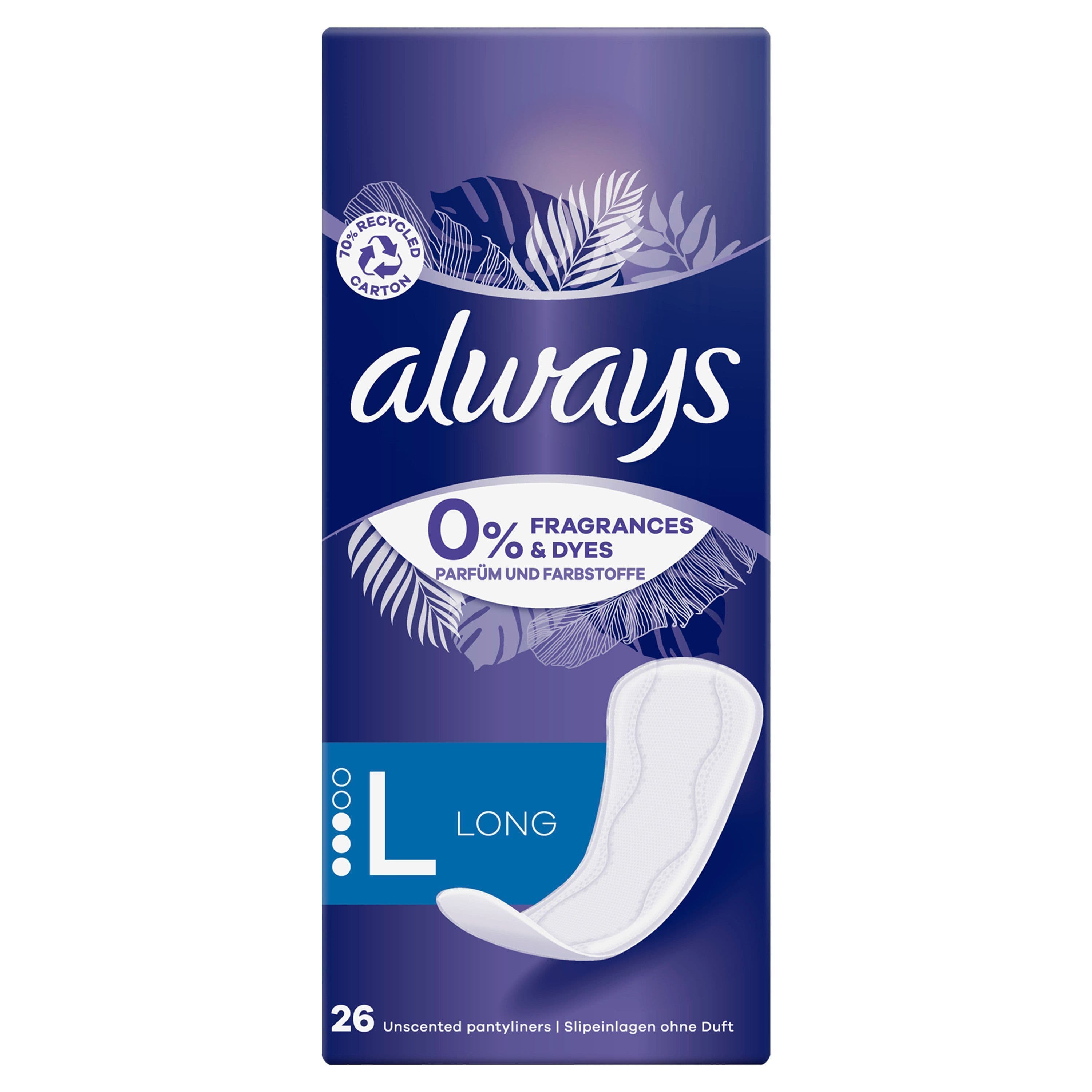 Always Daily Protect Long Trosskydd med 0% Doft och Färgämnen 26 st 2