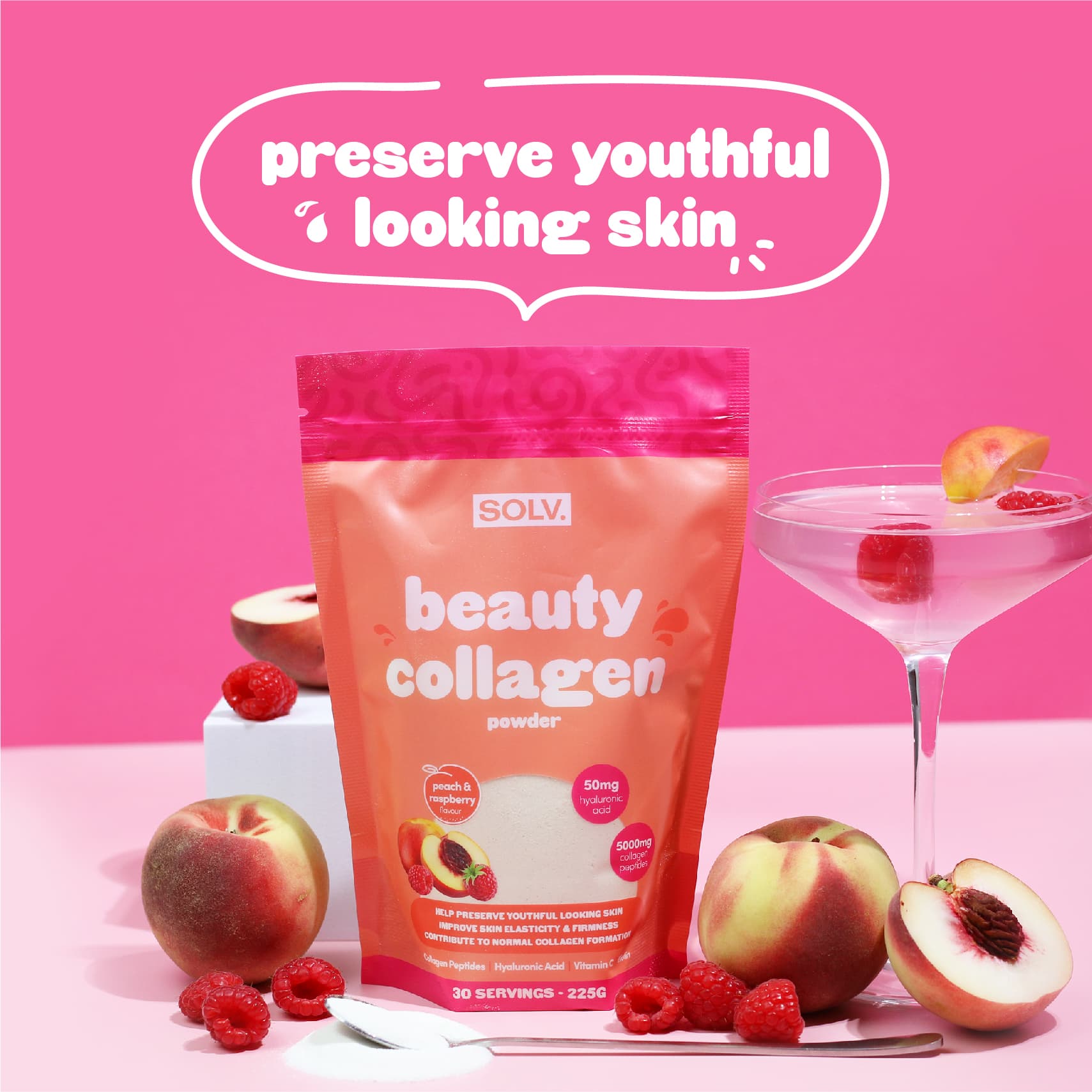 SOLV Beauty Collagen Peach & Raspberry 225 g 2