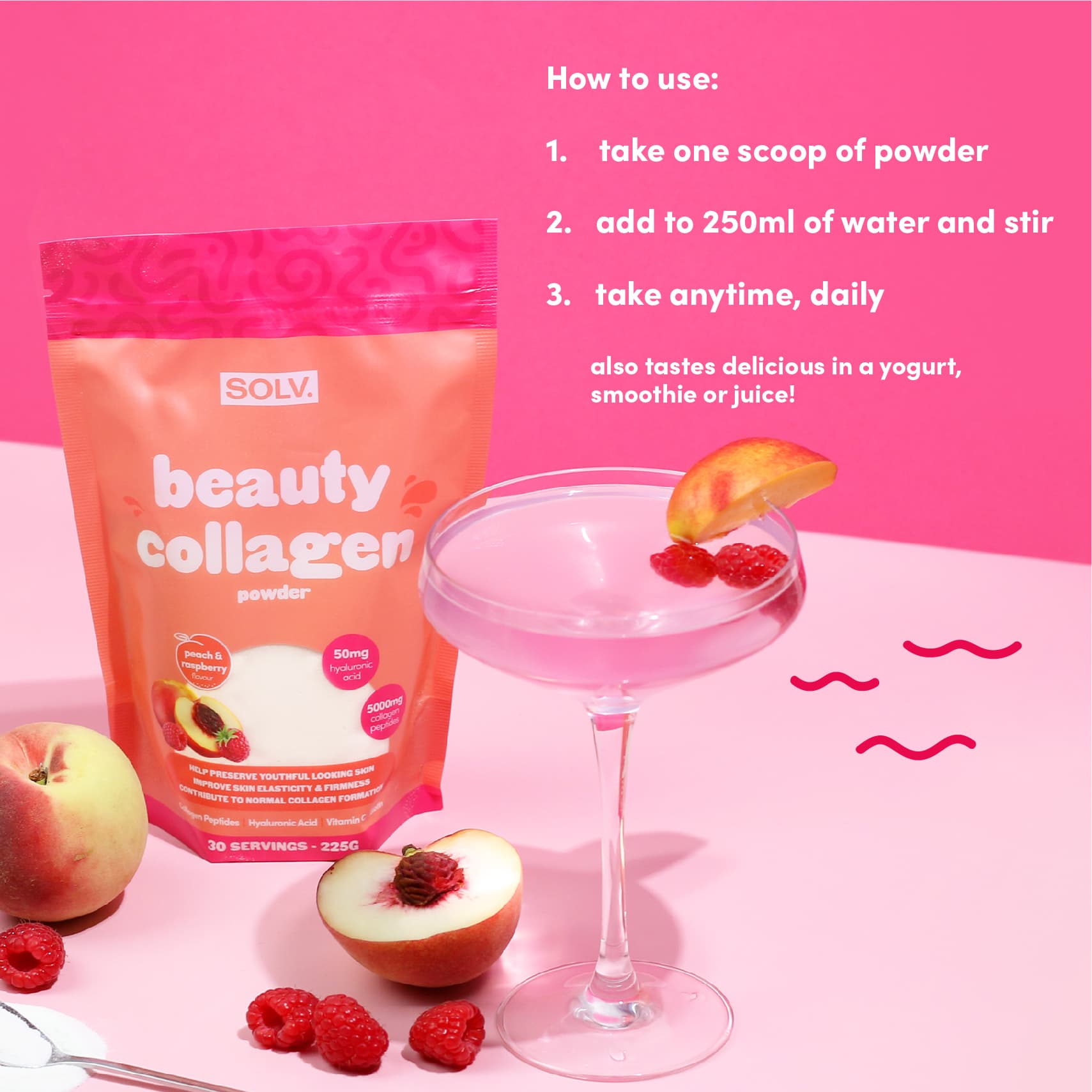 SOLV Beauty Collagen Peach & Raspberry 225 g 4