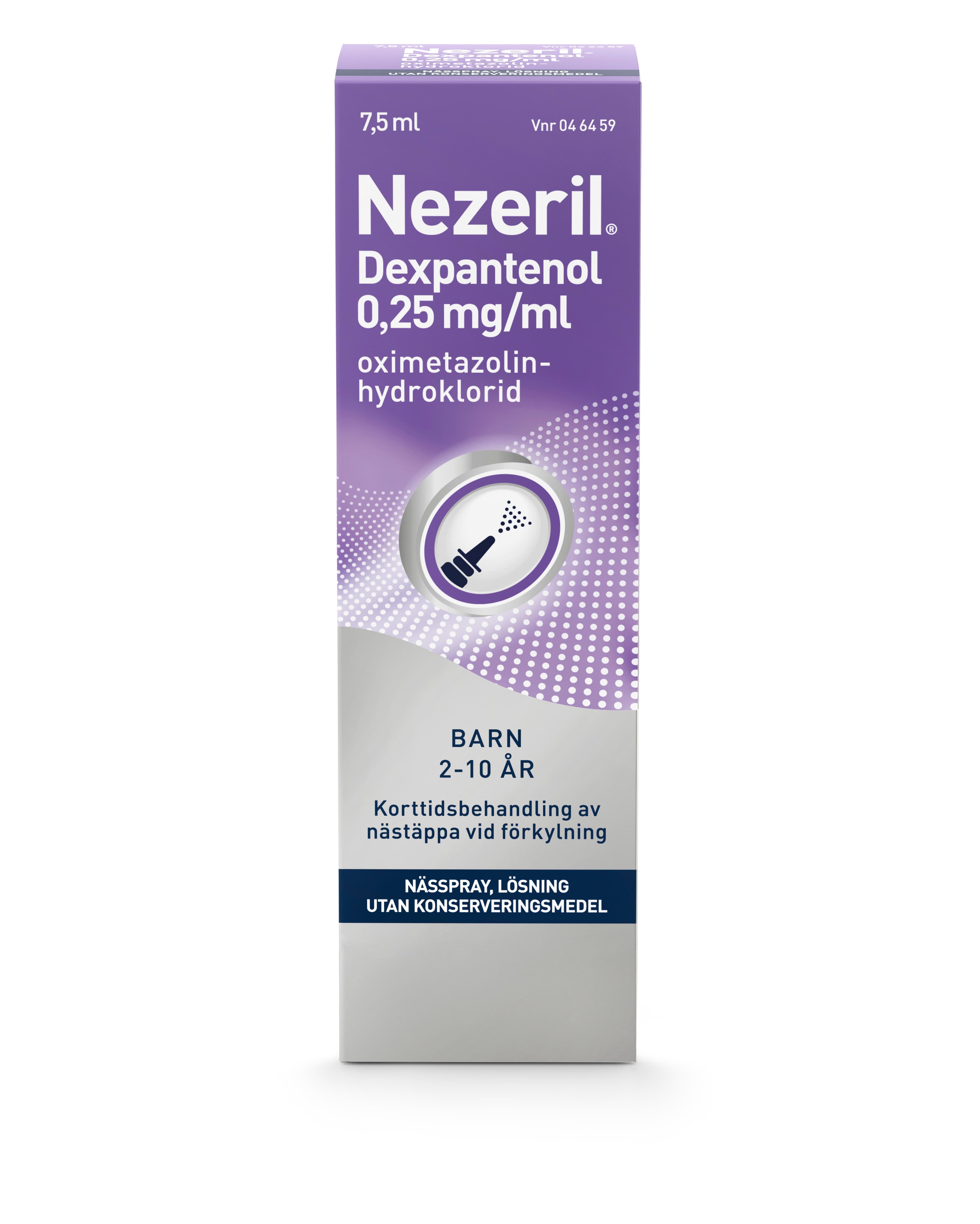Nezeril Dexpantenol 0,25 mg/ml nässpray 7,5 ml - utan konserveringsmedel 2