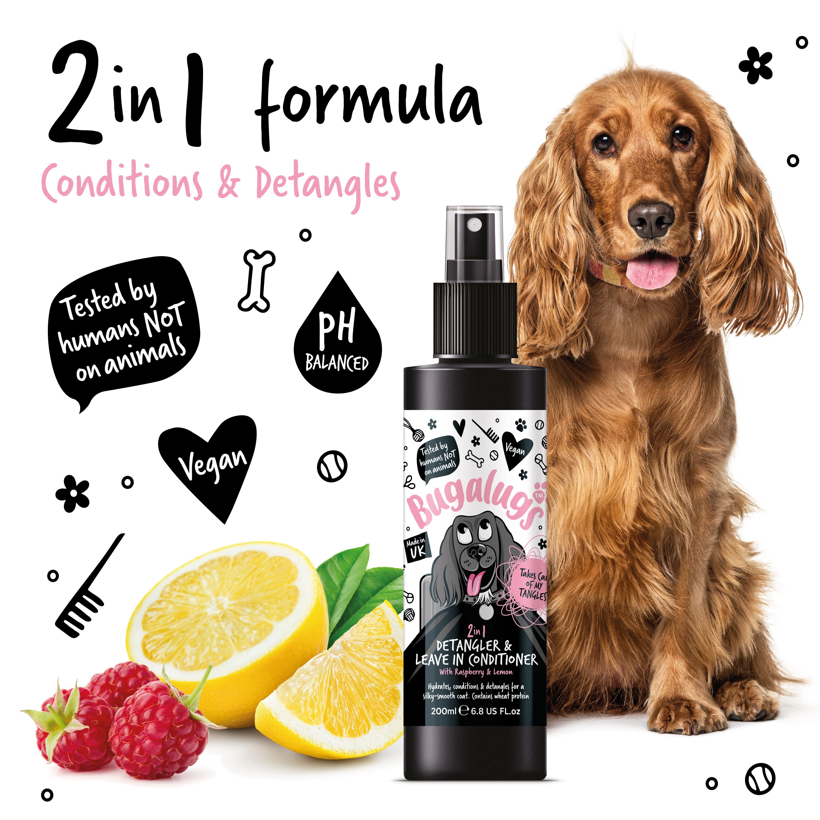 Bugalugs Detangle & Conditioning Spray Raspberry & Lemon 200 ml 2