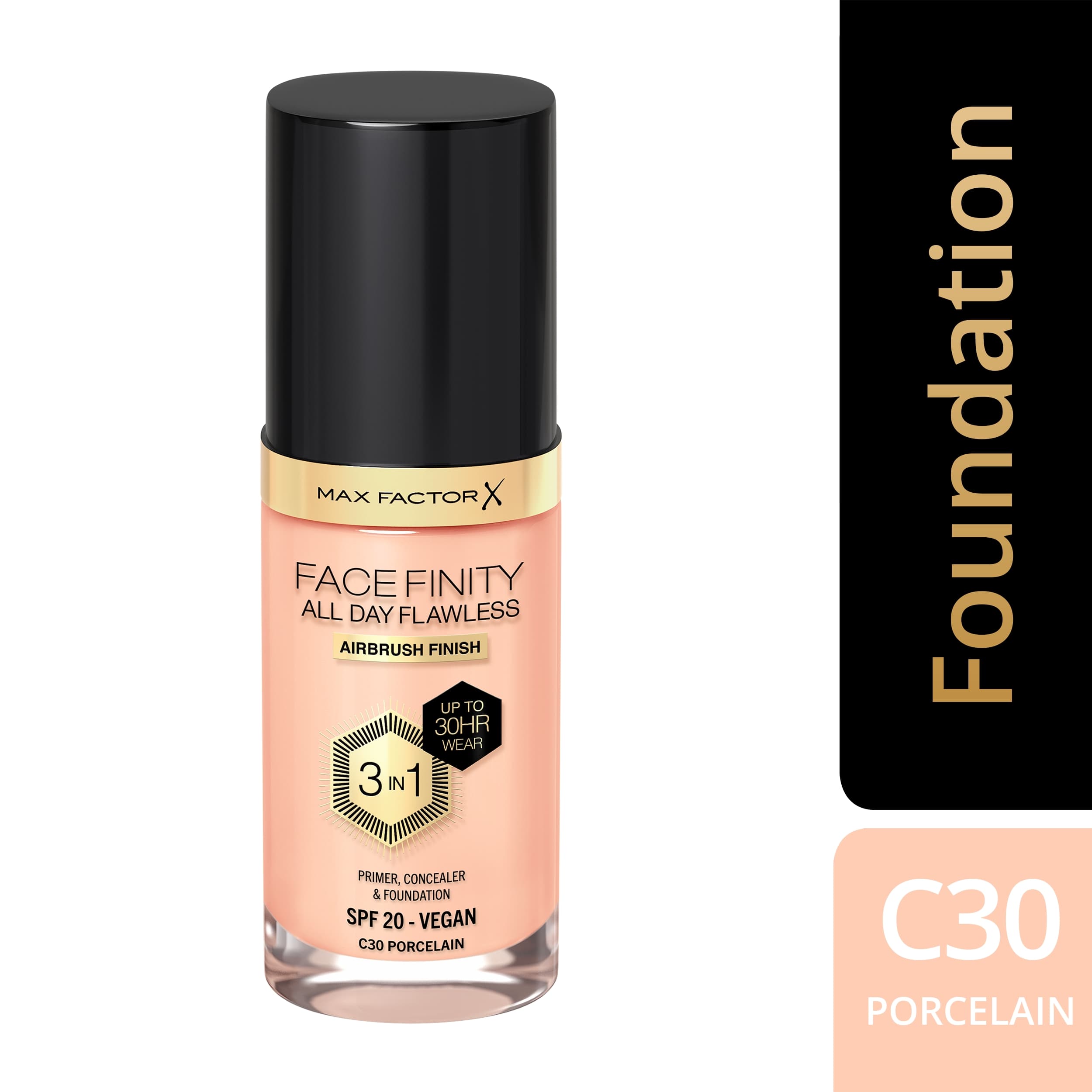 MAX FACTOR All Day Flawles 3in1 Foundation 030 Porcelain - produktbild 2