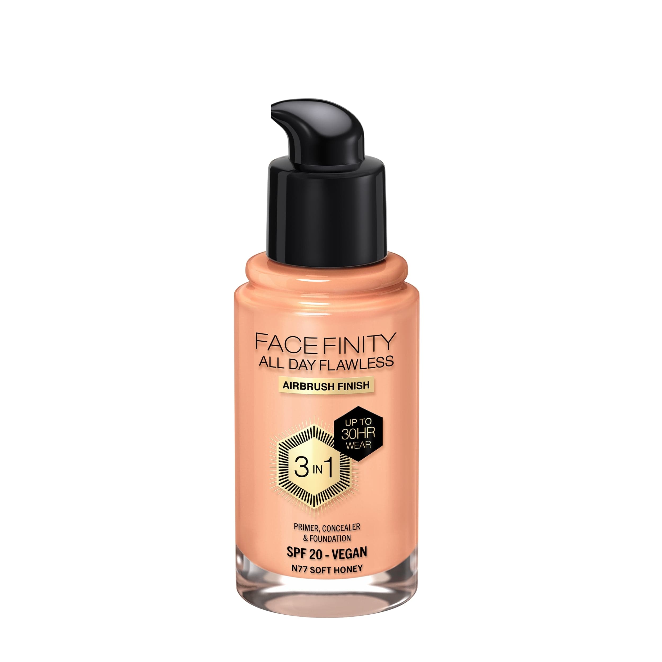MAX FACTOR All Day Flawles 3in1 Foundation N77 Soft honey - produktbild 4
