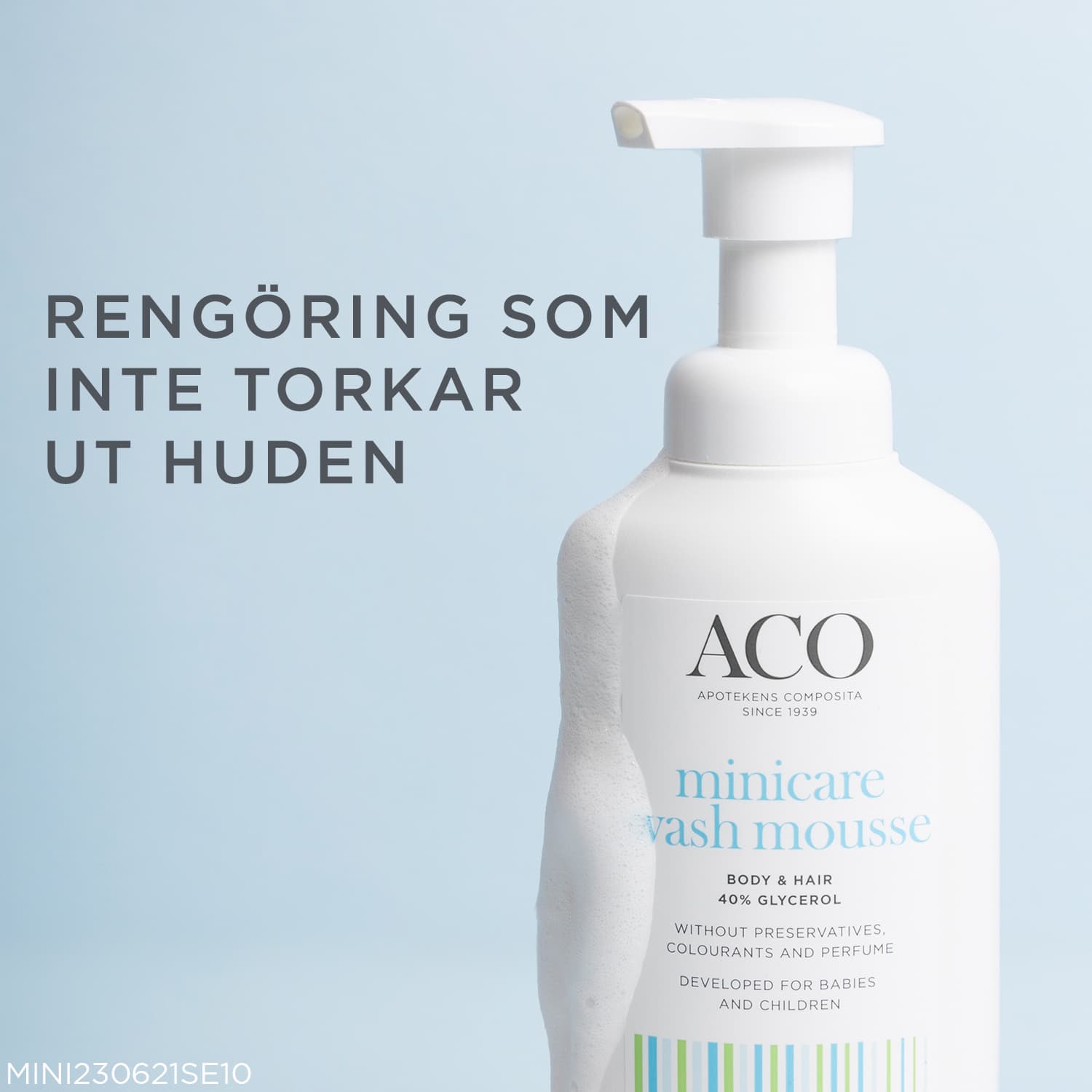 ACO Minicare Wash Mousse Parfymfri Tvättvål Barn 200 ml 2