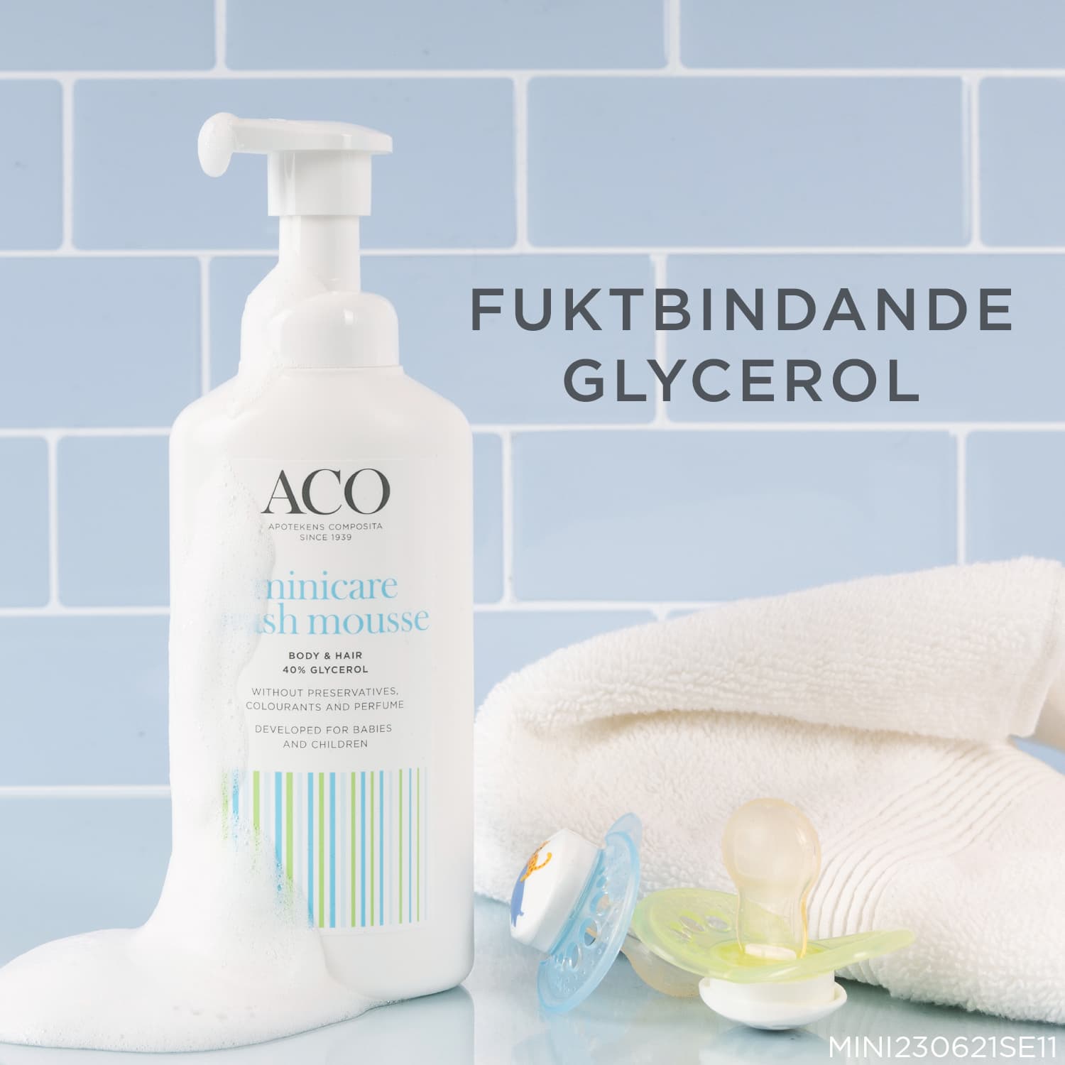 ACO Minicare Wash Mousse Parfymfri Tvättvål Barn 200 ml 3