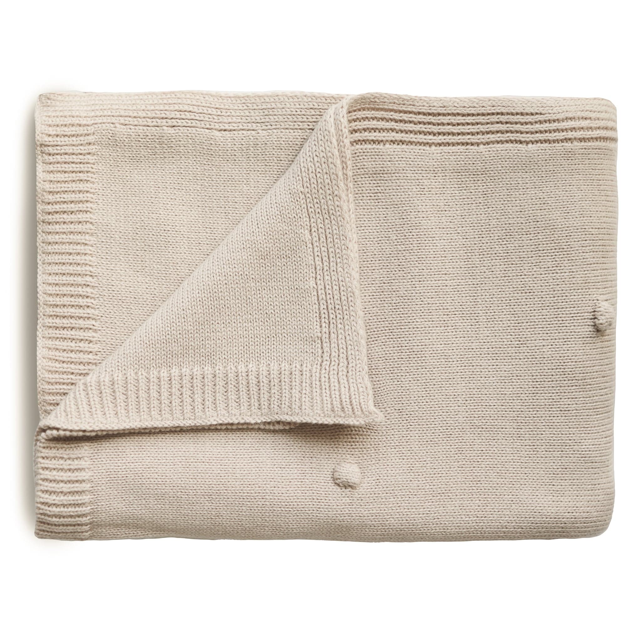 Mushie Knitted Baby Blanket Textured Dots Off White Melange
