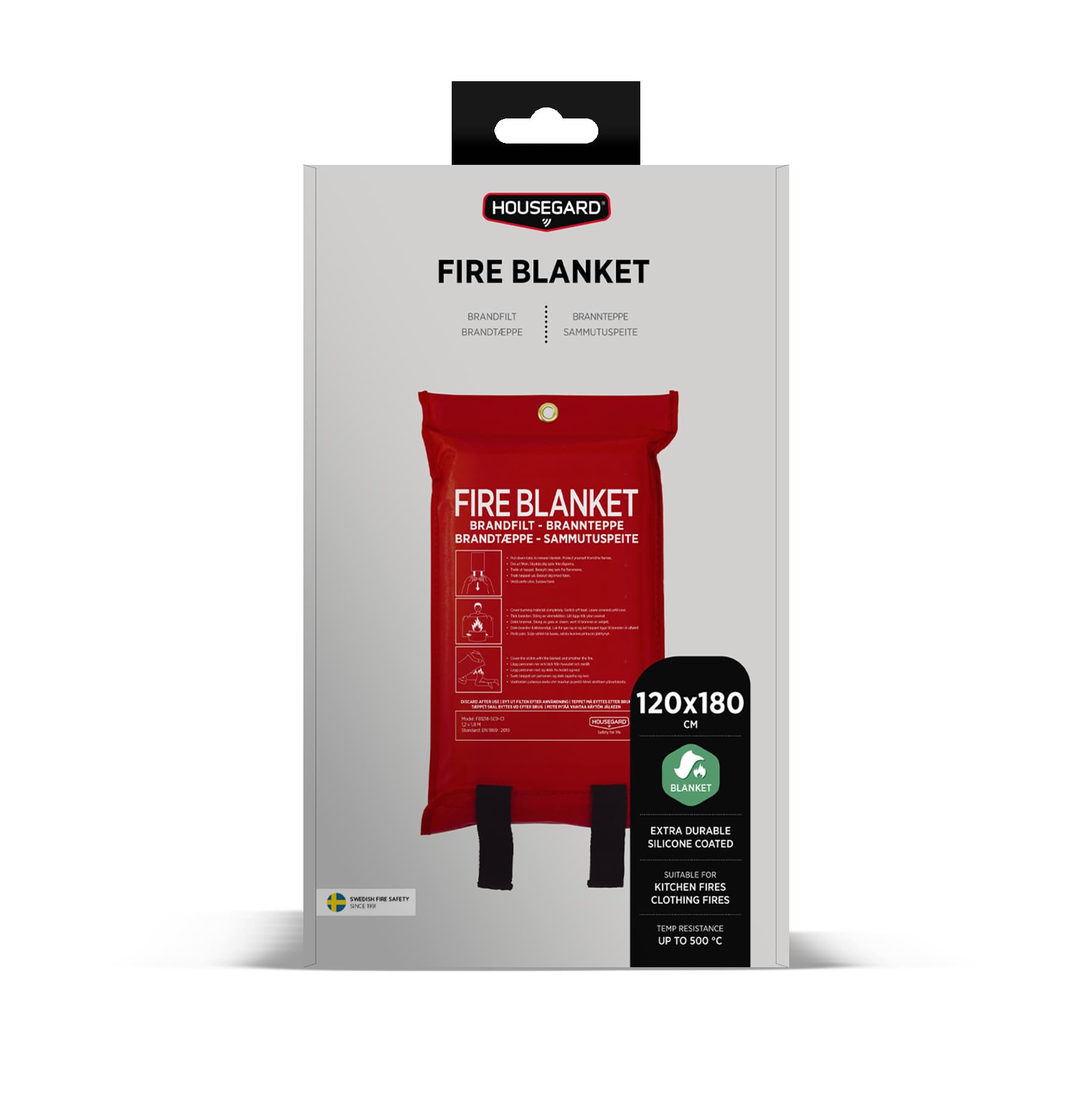 Housegard Brandfilt med Silikonbeläggning 120x180 cm röd 2