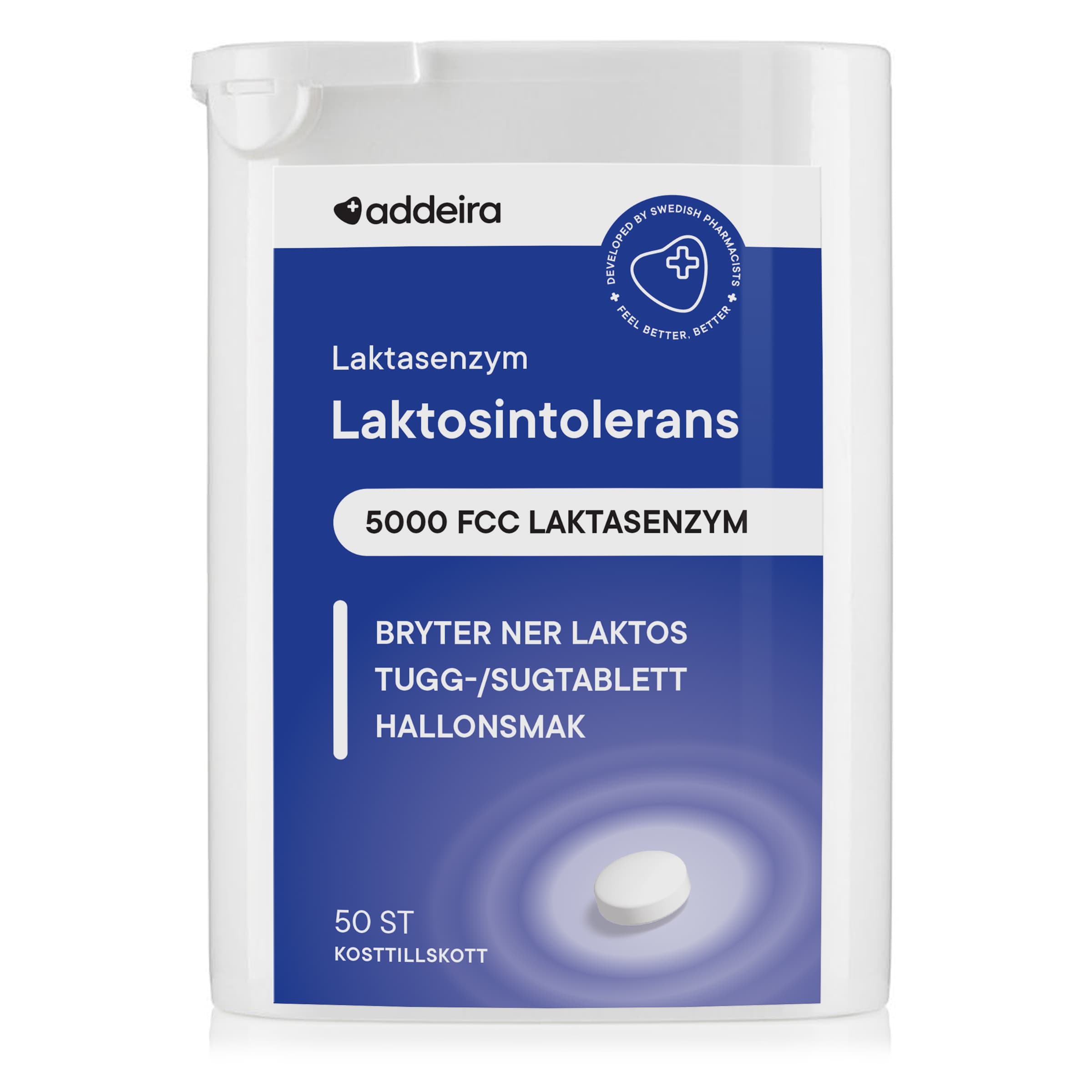 Addeira Laktasenzym vid Laktosintolerans Tuggtabletter 50 st 3