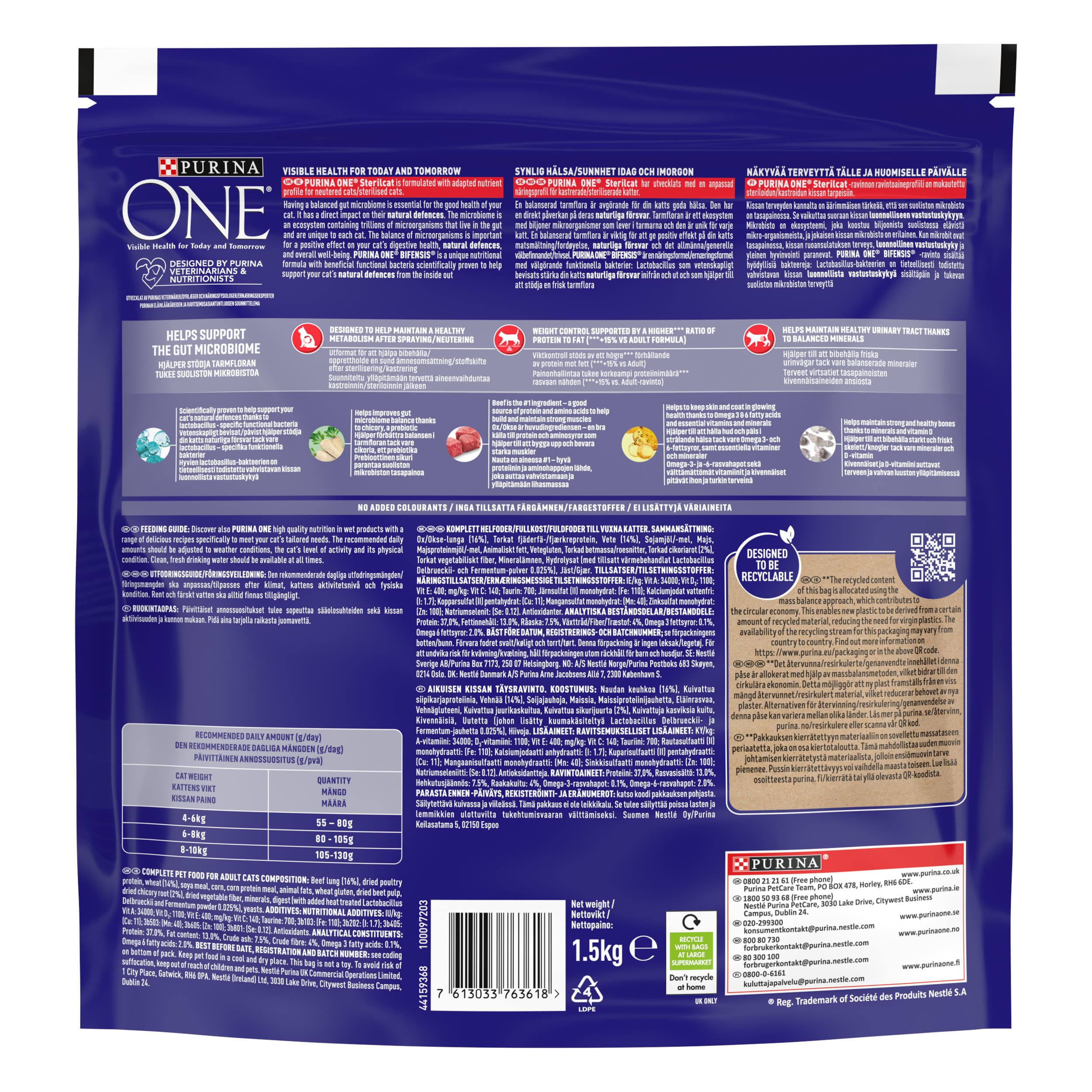 Purina One Sterilcat Ox och Vete 1,5 kg 2