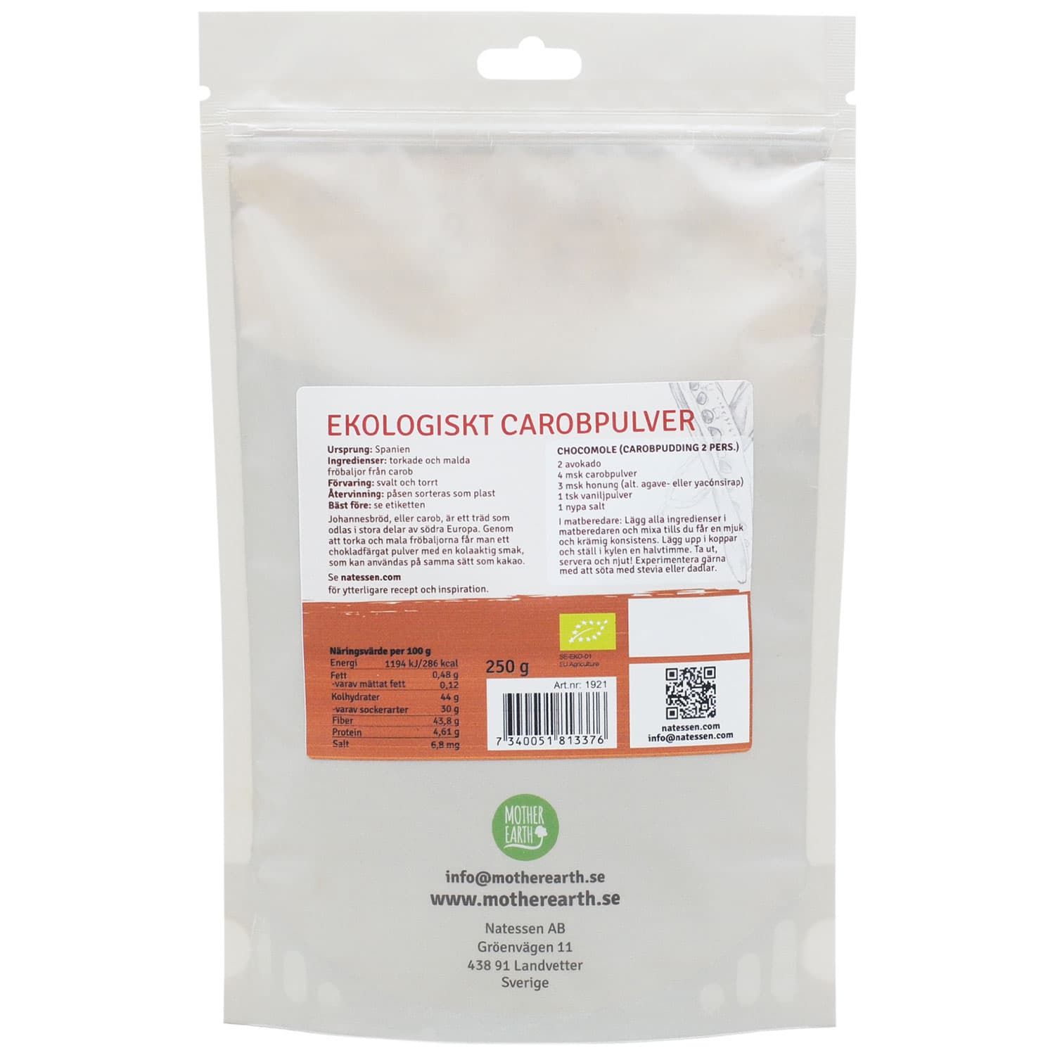Mother Earth Carobpulver ME EKO 250 g 2