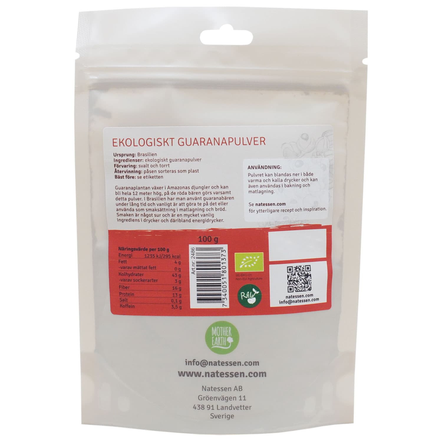 Mother Earth Guaranapulver ME RAW&EKO 100 g 2