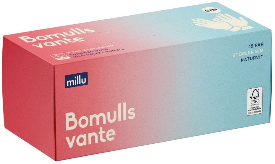 Millu Bomullsvante S/M 12 par