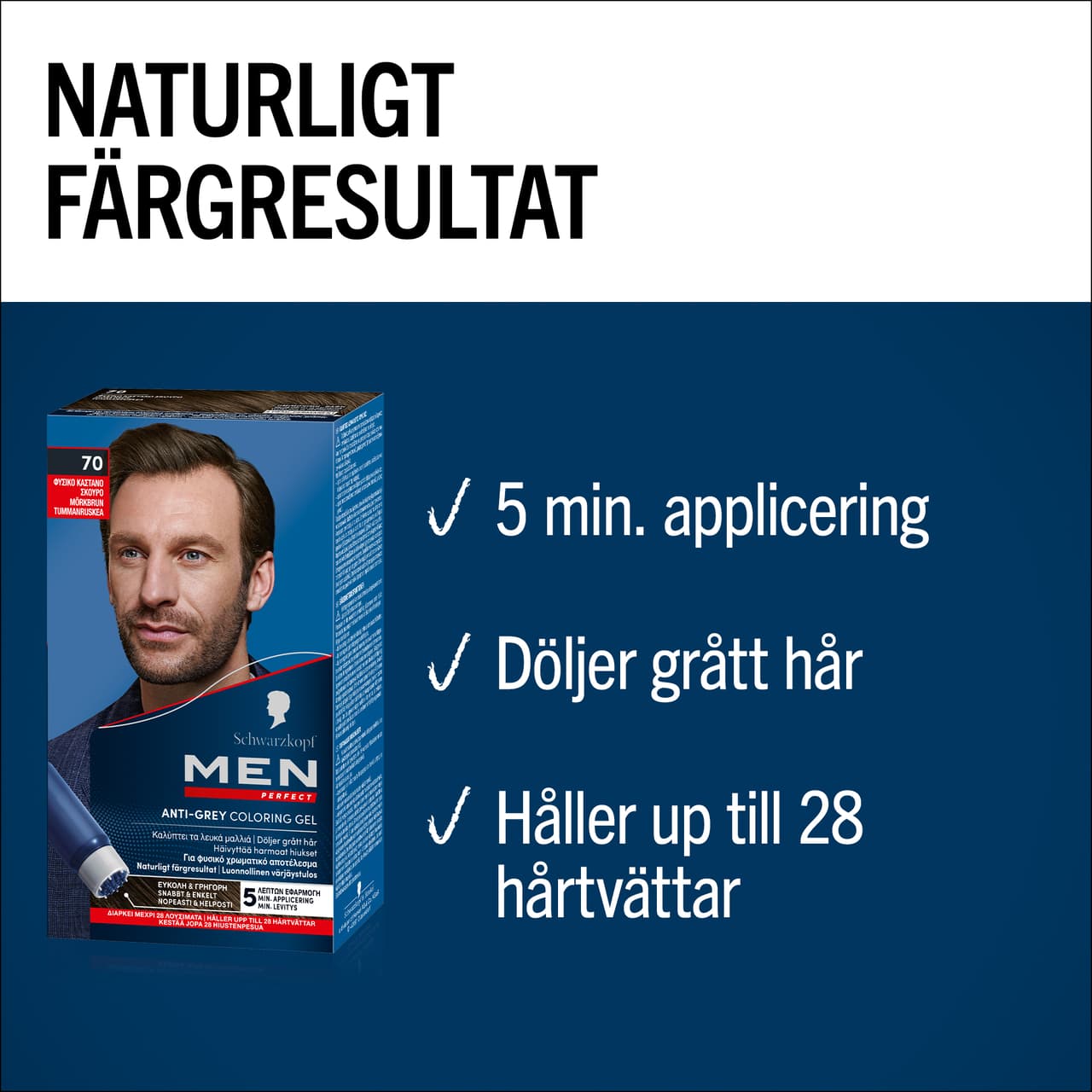 Schwarzkopf Men Perfect hårfärg 70 Dark Brown 2