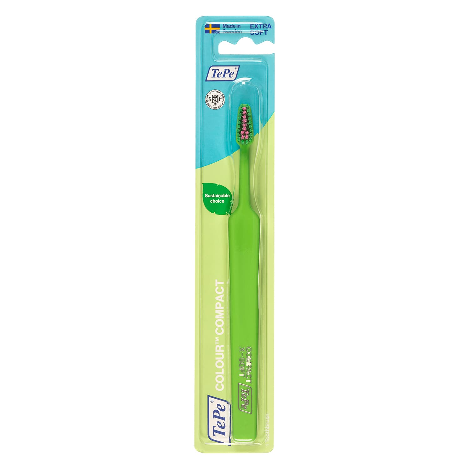 TePe Colour Compact Extra Soft Tandborste Grön 1 st