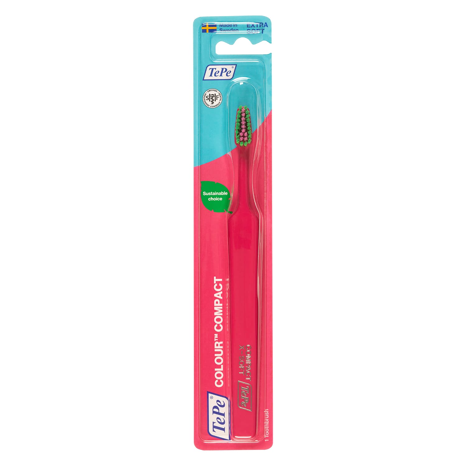 TePe Colour Compact Extra Soft Tandborste Rosa 1 st