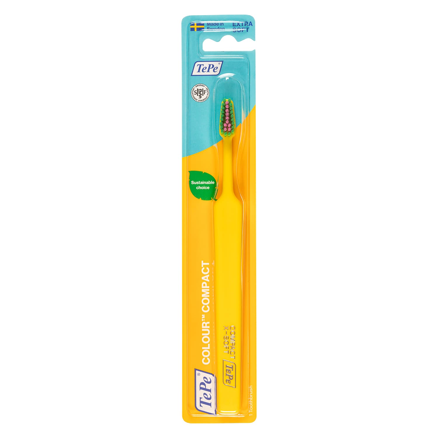 TePe Colour Compact Extra Soft Tandborste Gul 1 st
