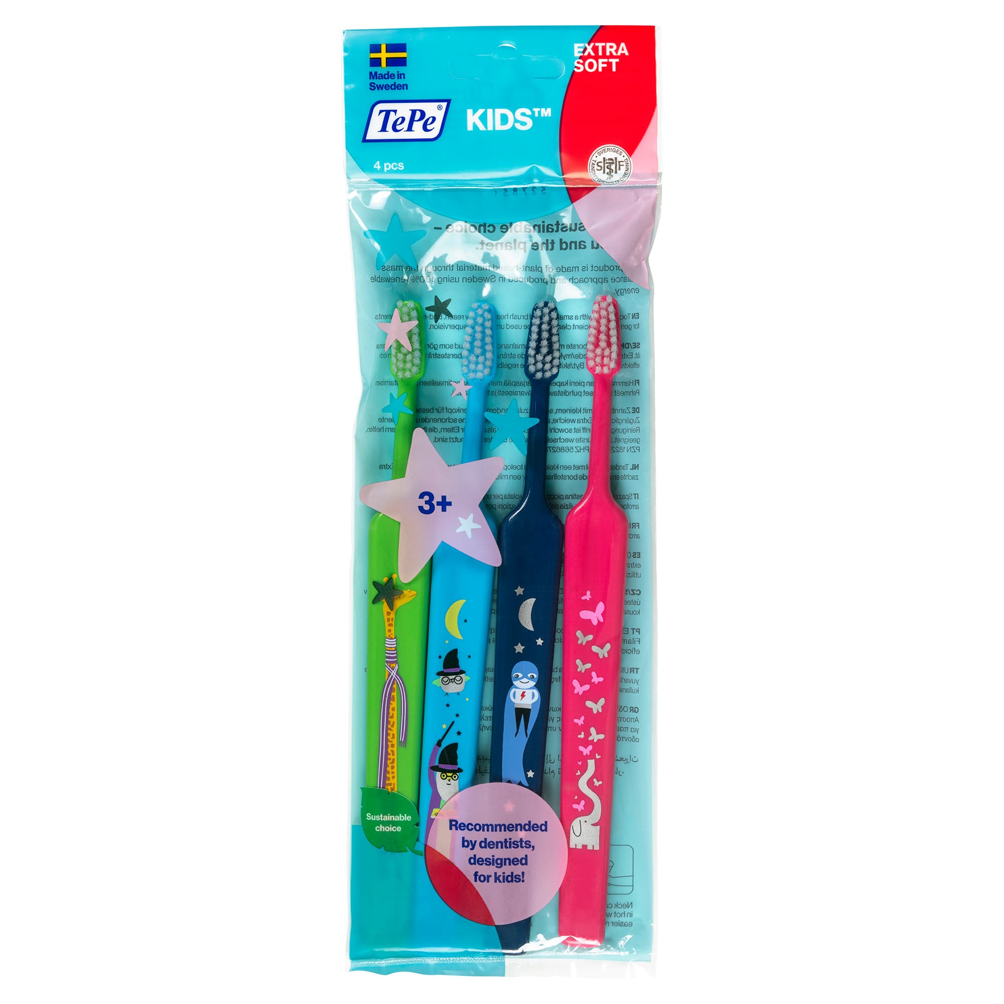 TePe Kids Extra Soft Tandborste 4 st - produktbild 3