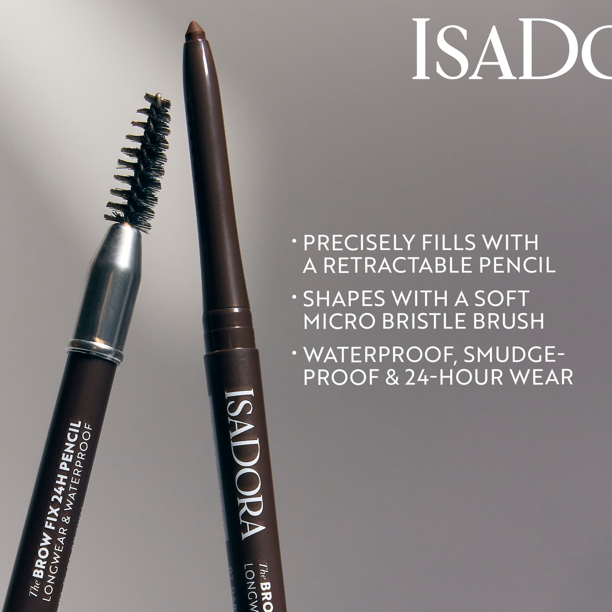 IsaDora The Brow Fix 24h Pencil Longwear & Waterproof 02 Dark Brown 0,32 g - produktbild 5