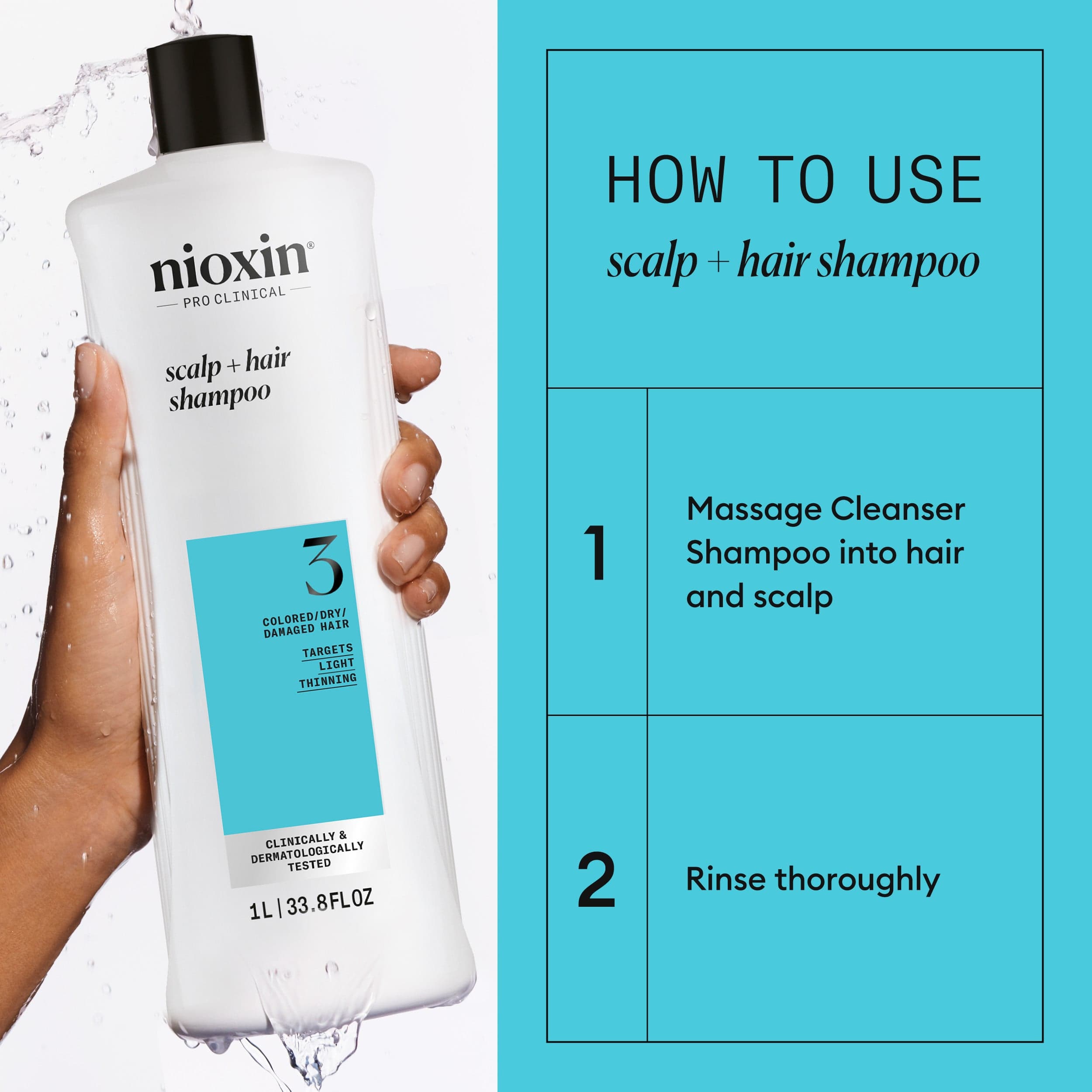 Nioxin System 3 Shampoo 1000 ml - produktbild 3