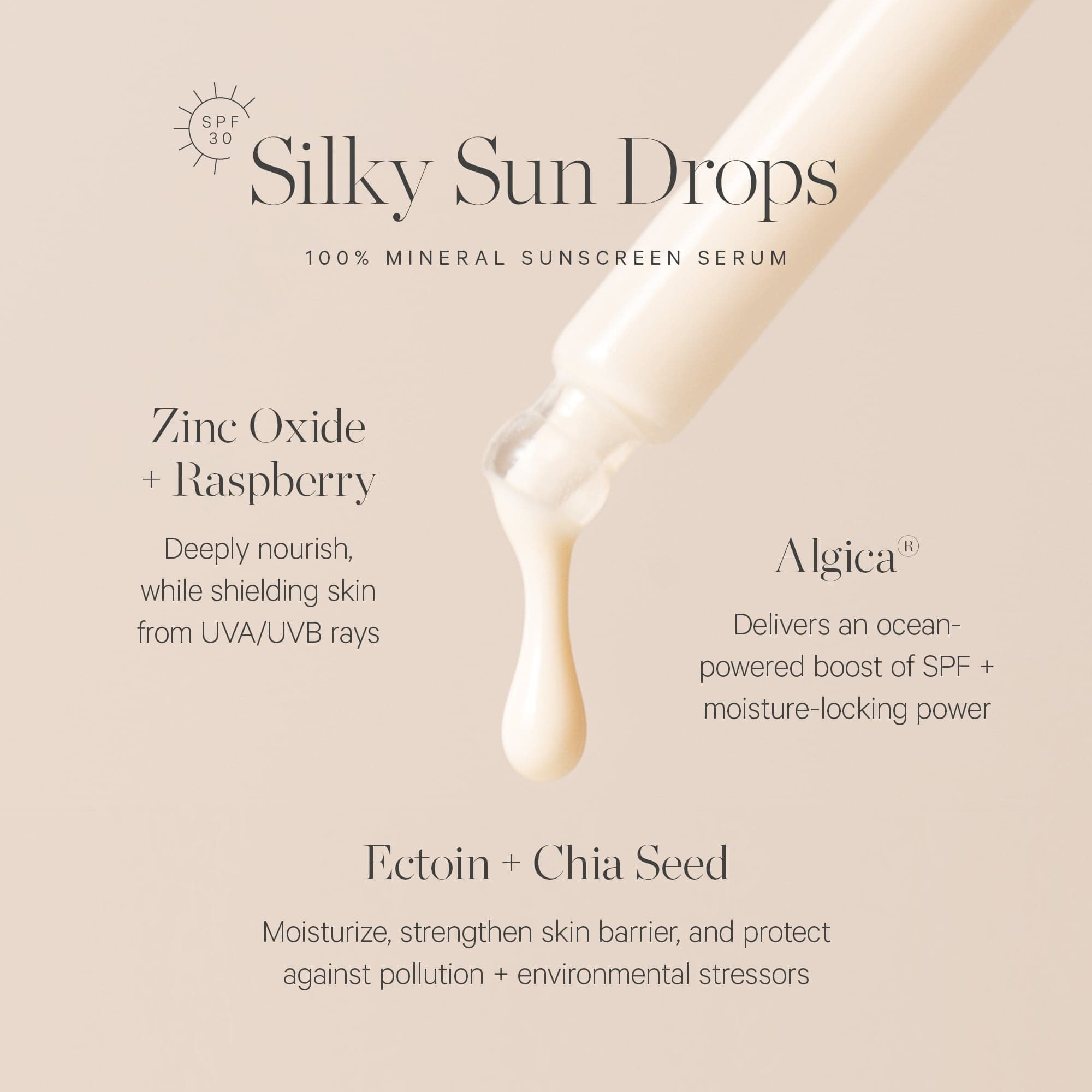 Kora Organics Silky Sun Drops 100% Mineral Sunscreen Serum SPF30 30 ml - produktbild 4