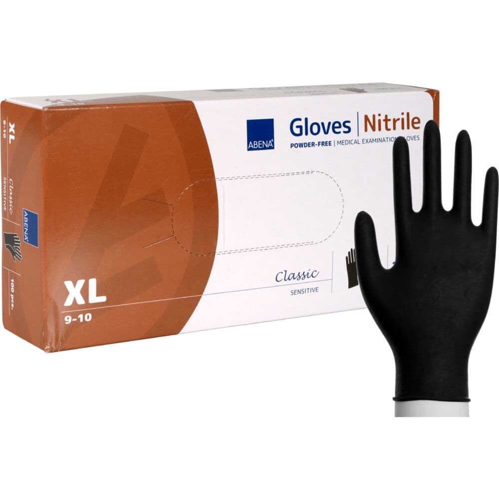 ABENA Nitrilhandske Puderfri Svart XL 100-pack