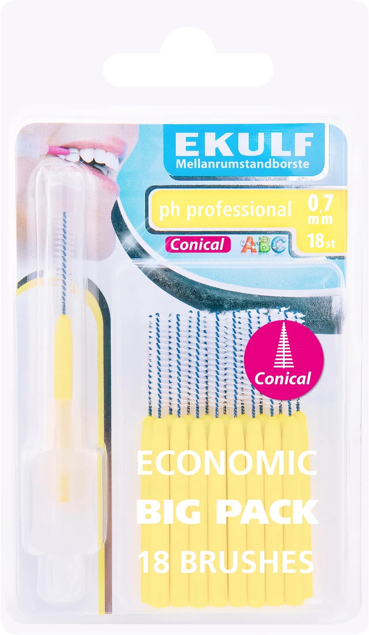 Ekulf Ph Professional Mellanrumsborste Konisk 0,7 mm 18-pack