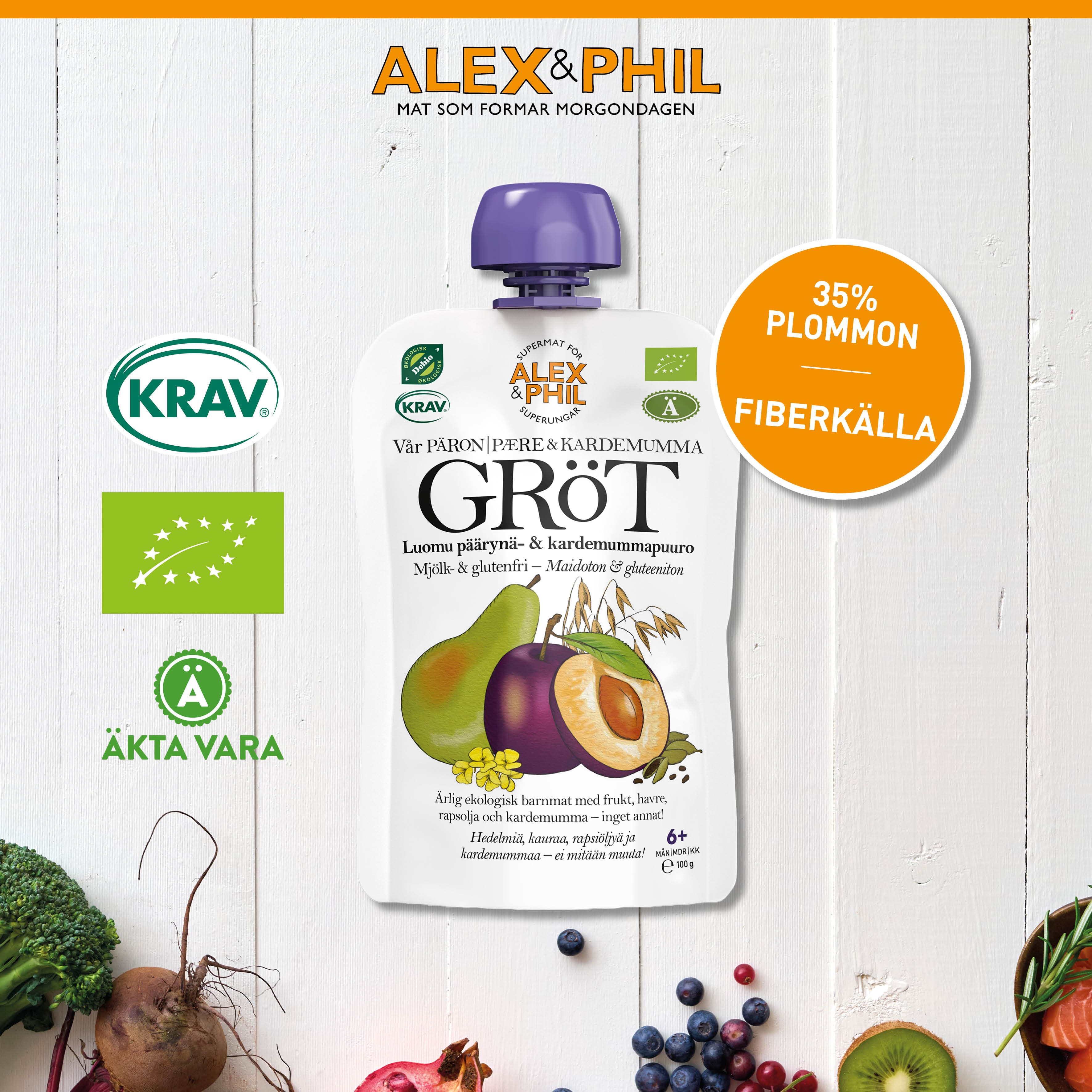 Alex&Phil Päron & plommongröt 5 x 100 g 2