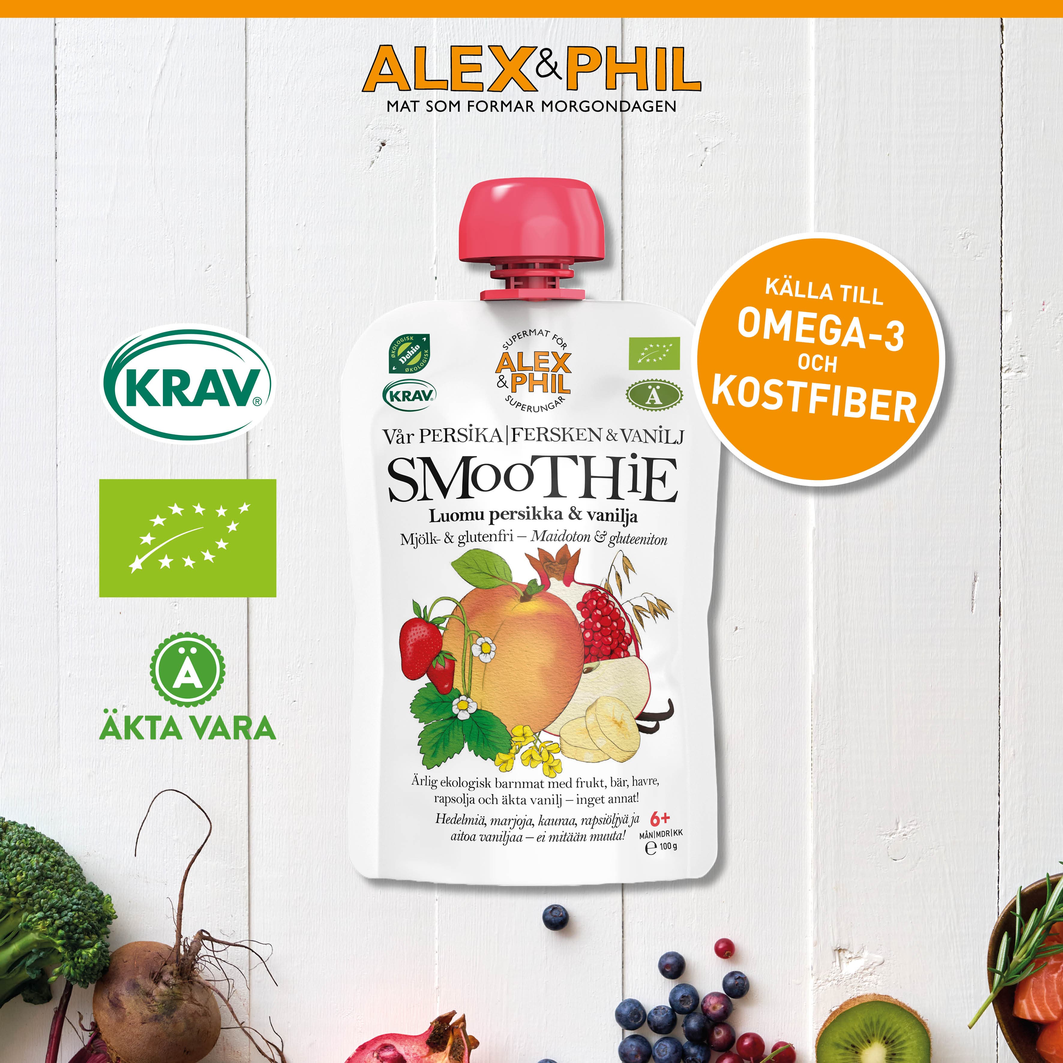 Alex&Phil Persika & vaniljsmoothie 5 x 100 g 2