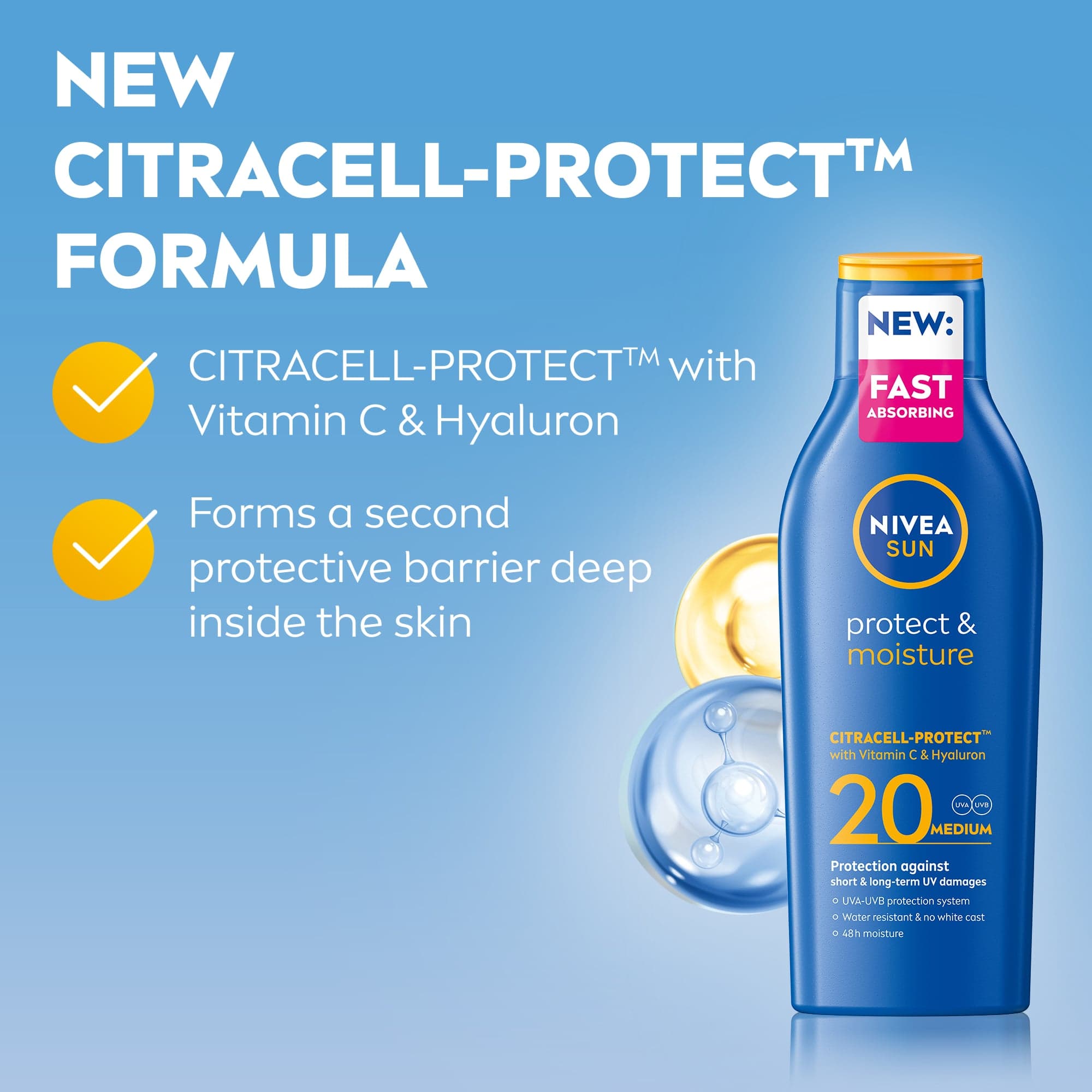 NIVEA SUN Solkräm Protect & Moisture Sun Lotion SPF20 200 ml - produktbild 3