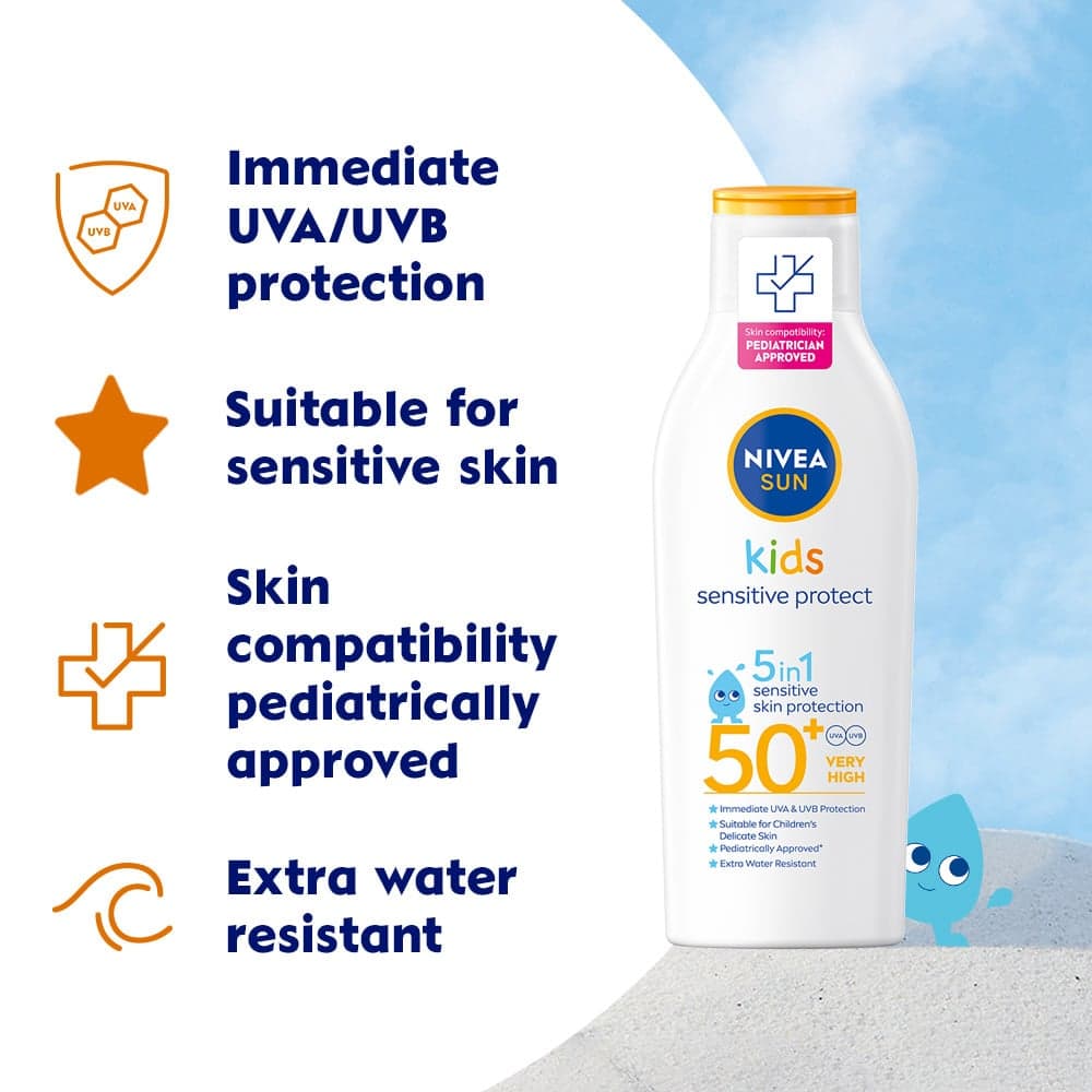 NIVEA SUN Kids Sensitive Protect & Play Sun Lotion SPF50+ 200 ml - produktbild 2