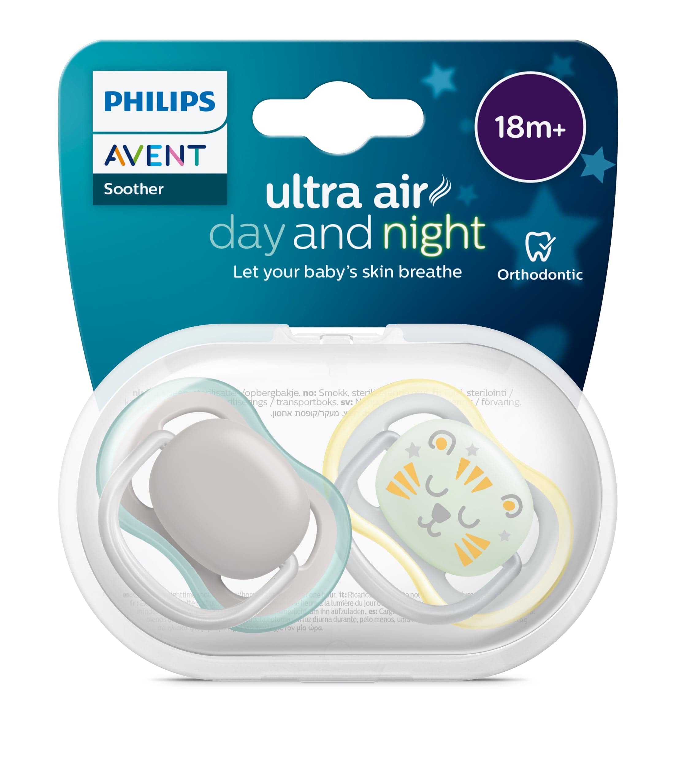 Philips Avent Napp Ultra Air Day and Night 18 mån+ Beige & Gul 2-pack - produktbild 2