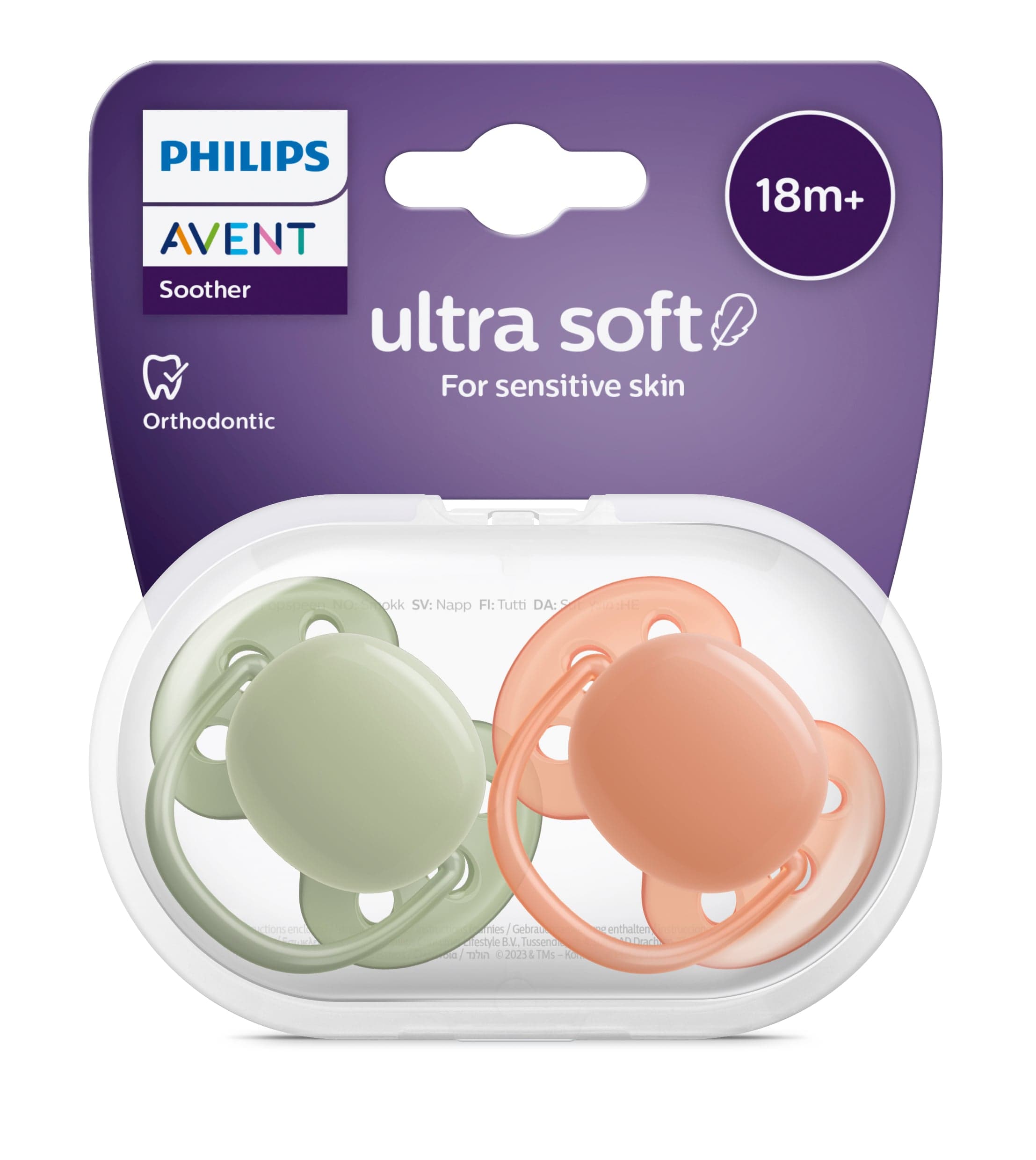 Philips Avent Ultra Soft Napp 18 mån+ Grön & Orange 2-pack - produktbild 2